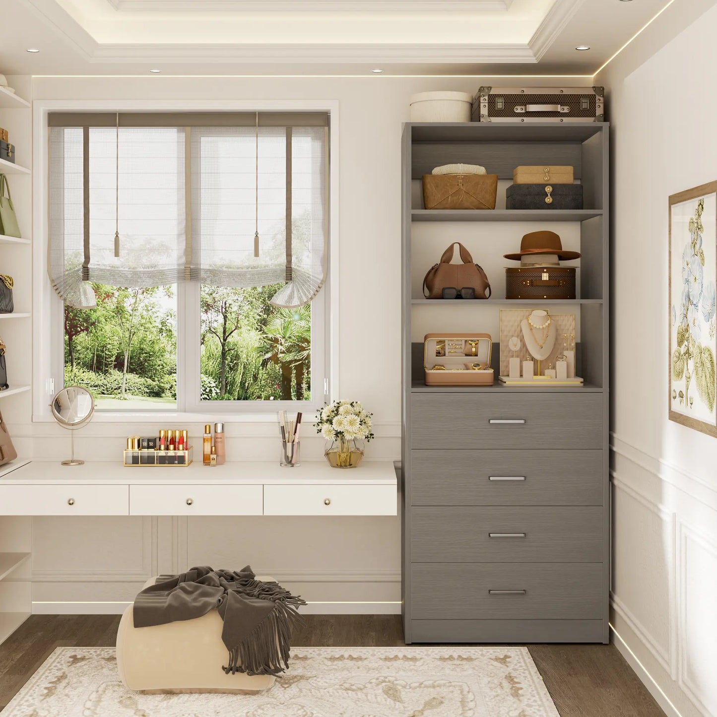 Maximize Your Space with the 21'' Freestanding Closet System - 4 Drawer Modular Organizer for Effortless Storage Solutions