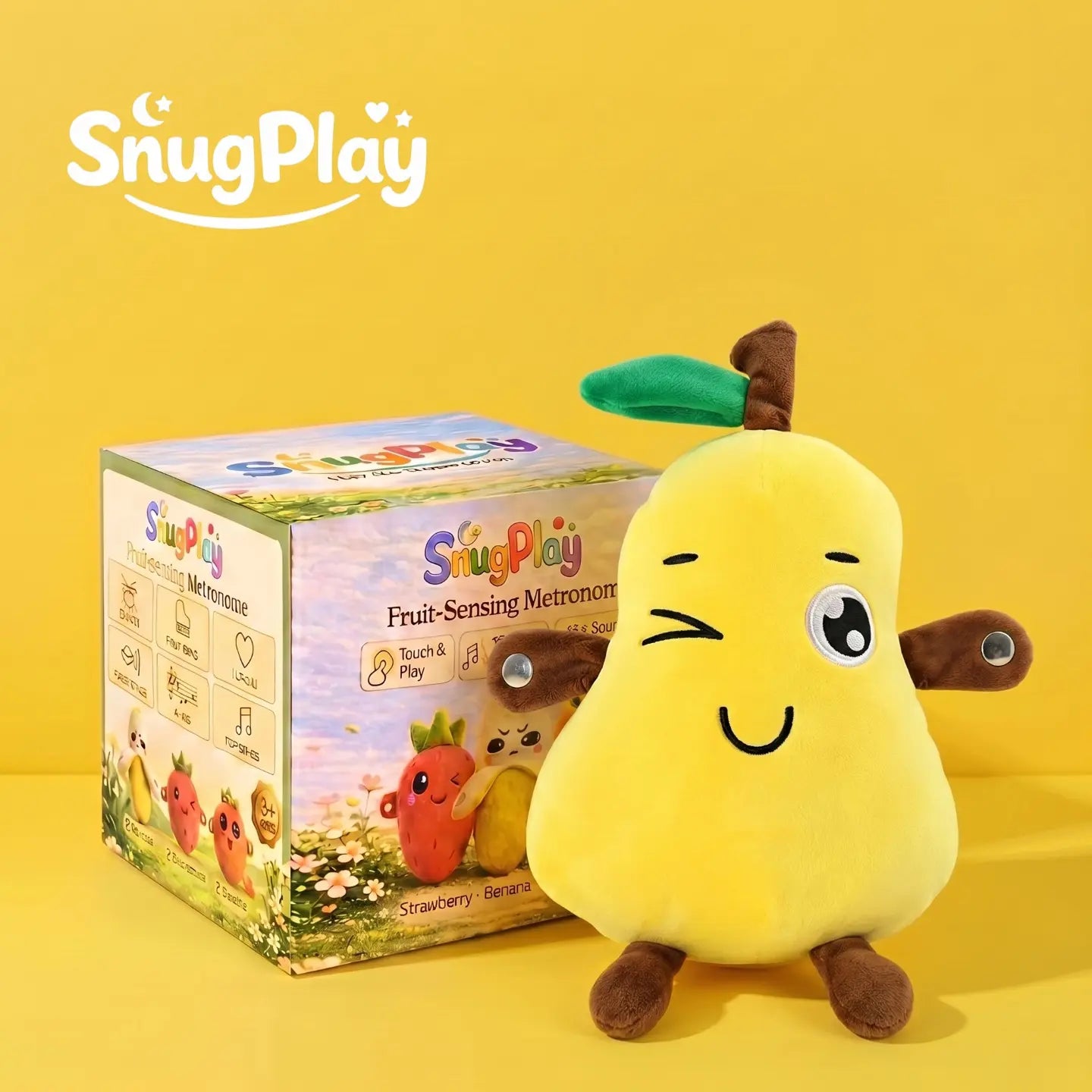 Snugplay Interactive Music Plush Toy Set – Banana, Strawberry & Carrot Electric Plush Toys for Parent-Child Interaction, Couples & Friends Prank Toy, Valentine’S Day & Easter Party Fun Gift for Kids & Adults Stuffed Animals Cute Girly Gifts