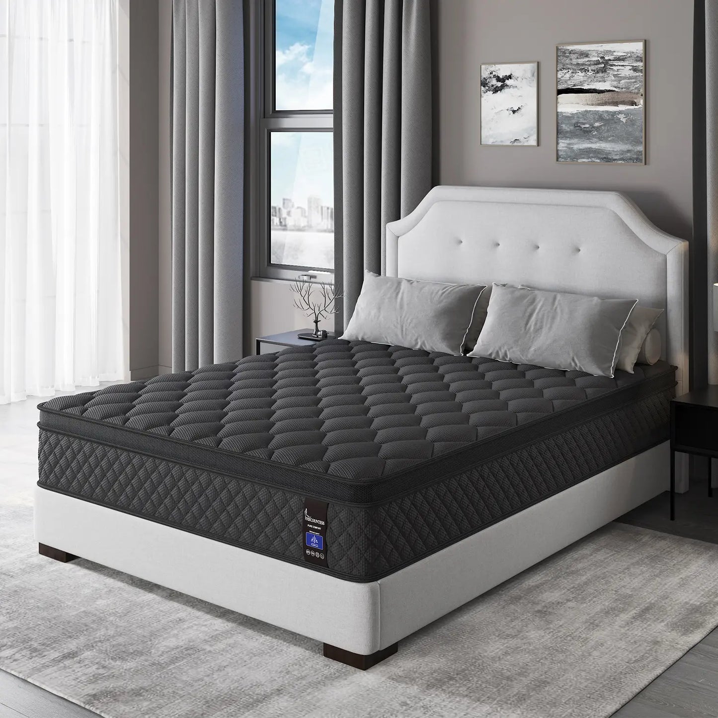 Luxurious 12"14" Twin Full Queen King Size Hybrid Mattress in a Box - Ergonomic Medium Firm Gel Memory Foam with Euro Top for Ultimate Comfort and Motion Isolation - 100 Night Trial Included