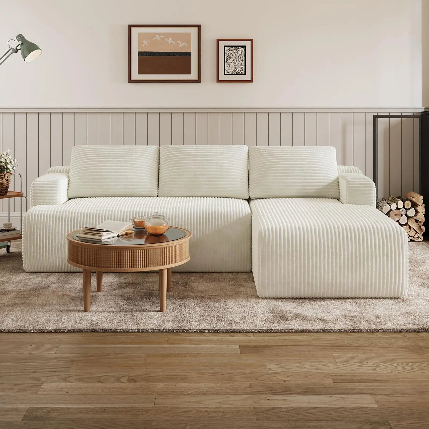 Transform Your Space with Our Luxurious L-Shape Plush Corduroy Velvet Sofa – Effortlessly Stylish, Comfortably Modern, and Ready to Enjoy!