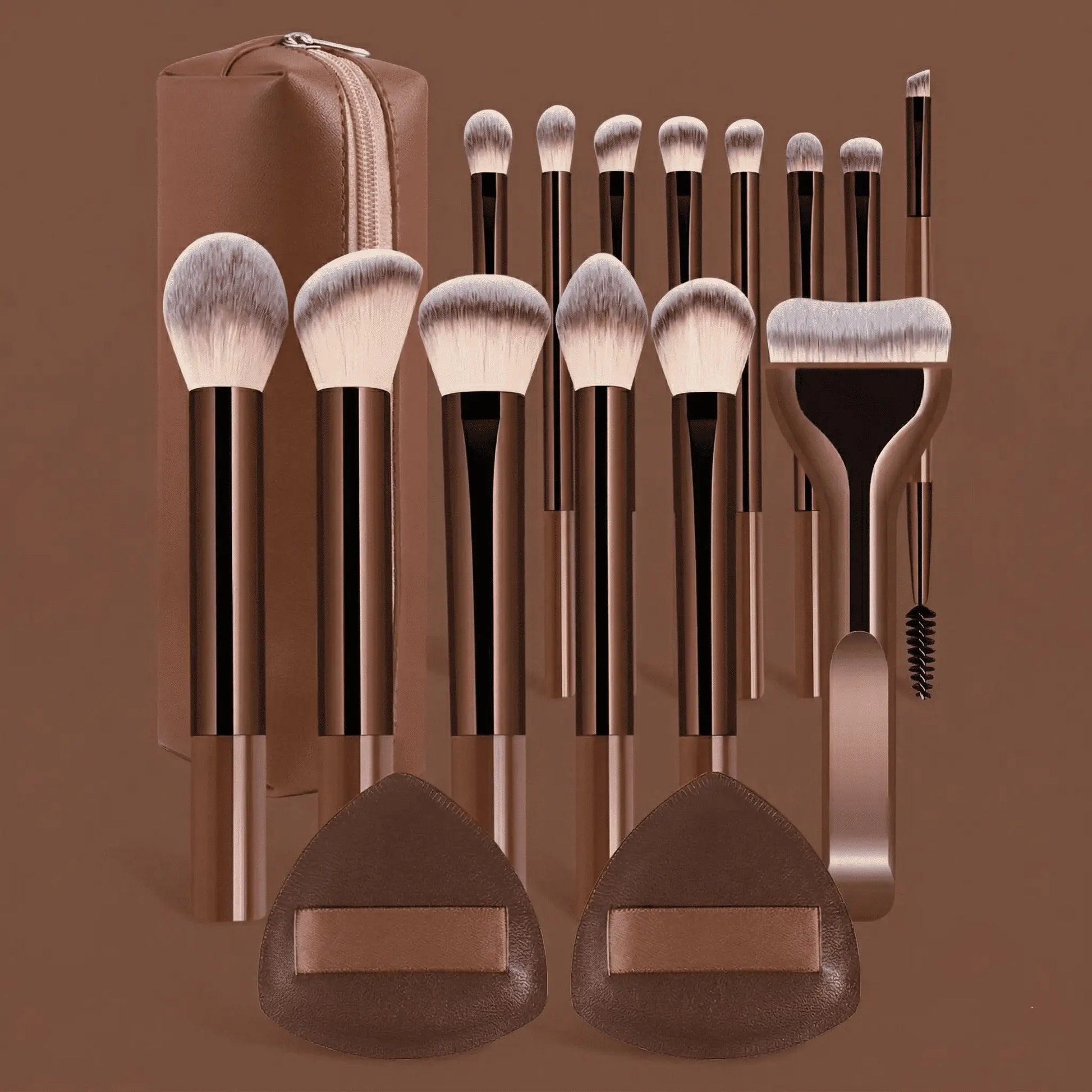 Elevate Your Beauty Routine with the 13-Piece Professional Makeup Brush Set - Complete with Bag and 2 Puffs for Flawless Application!