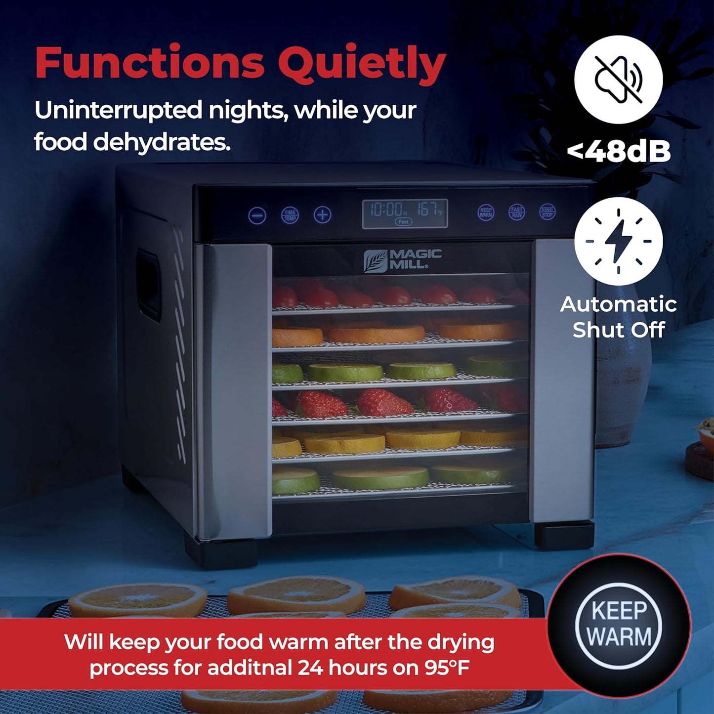 Transform Your Kitchen with the Pro Food Dehydrator Machine - 7 XL Stainless Steel Trays for Perfectly Dried Jerky, Dog Treats, Herbs, Meat, and Fruits | Advanced Digital Control with Keep Warm Function
