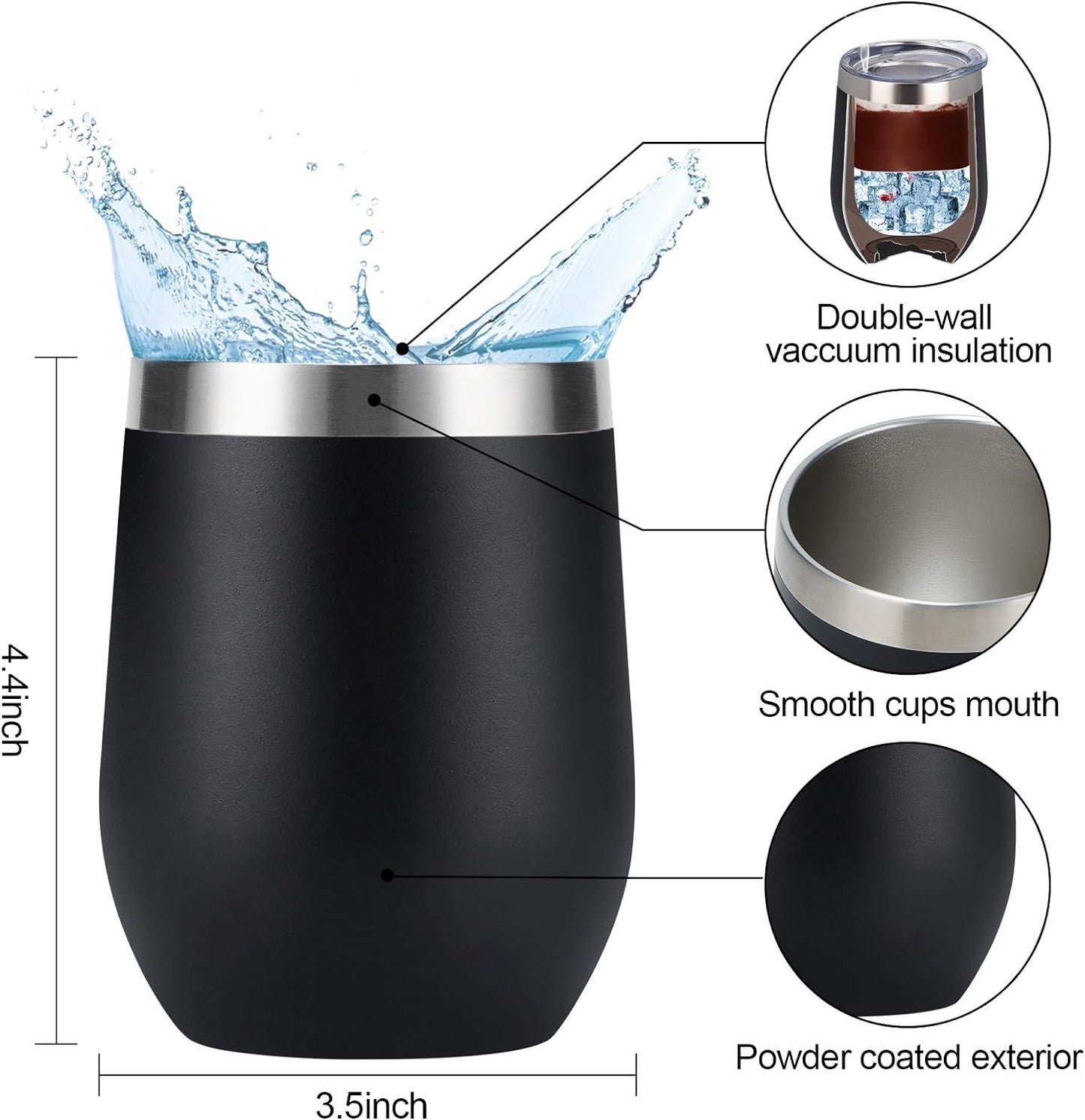 Elevate Your Sipping Experience with the 8-Pack 12Oz Insulated Stainless Steel Wine Tumblers - Perfect for Every Occasion!