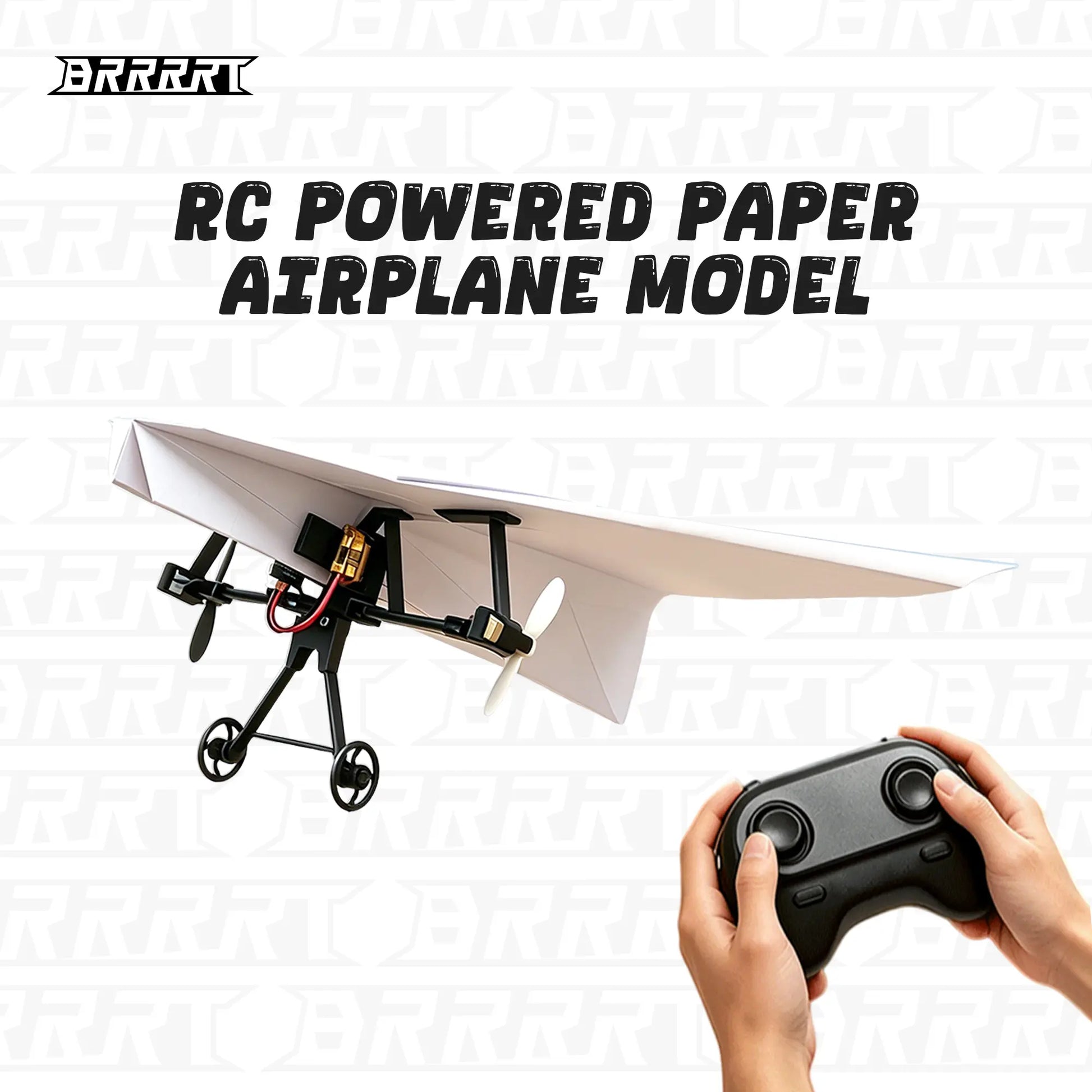 BRRRRT Power-Up RC Paper Airplane Kit with Gyro Stabilizer – DIY Electric Remote Control Plane with Dual Propellers, Lightweight Foldable Flying STEM Toy for Kids & Adults, Perfect Birthday Gift