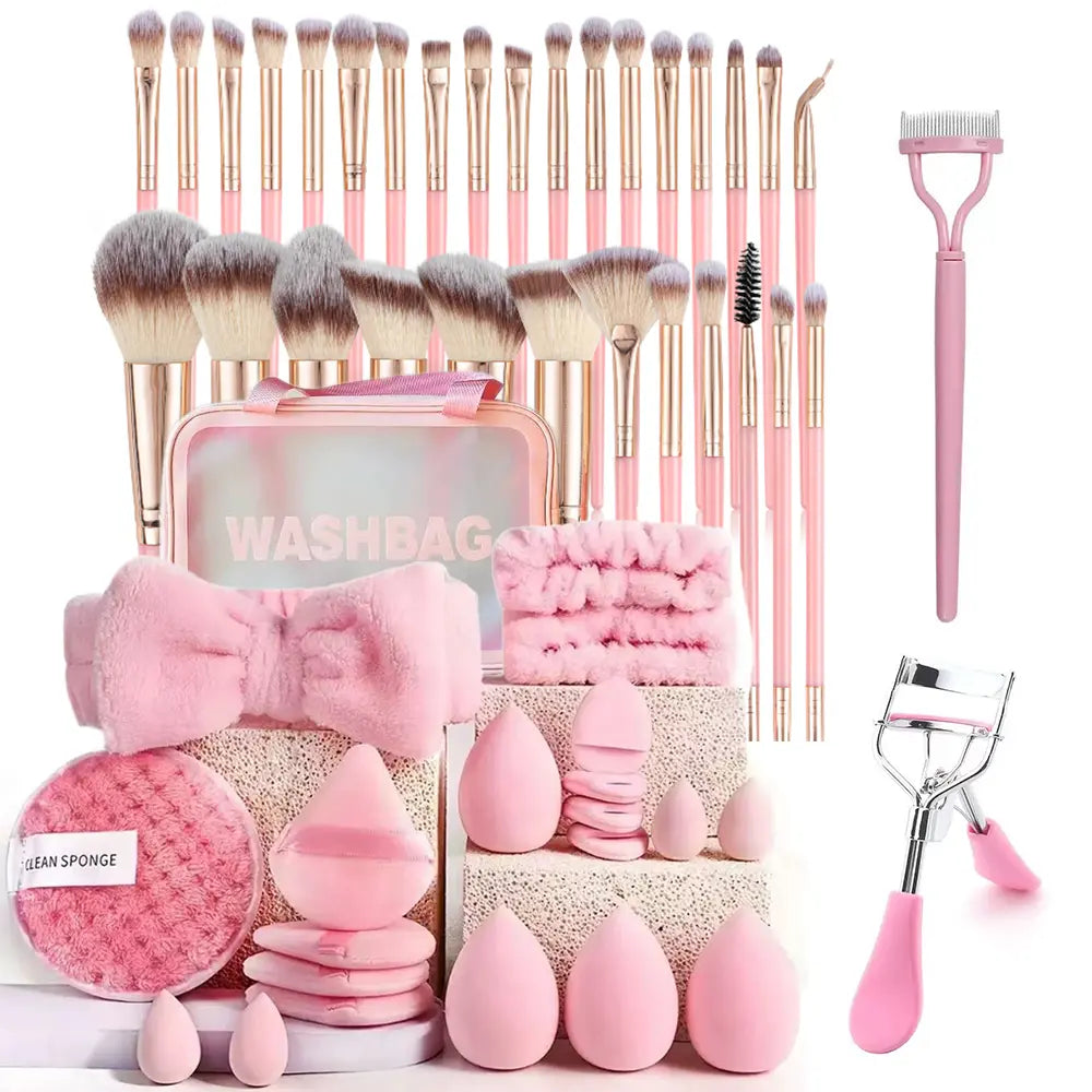 Unleash Your Beauty: 52-Piece Pink Professional Makeup Brush Set with Stylish Storage Case - Perfect for Flawless Foundation, Eye & Face Makeup!