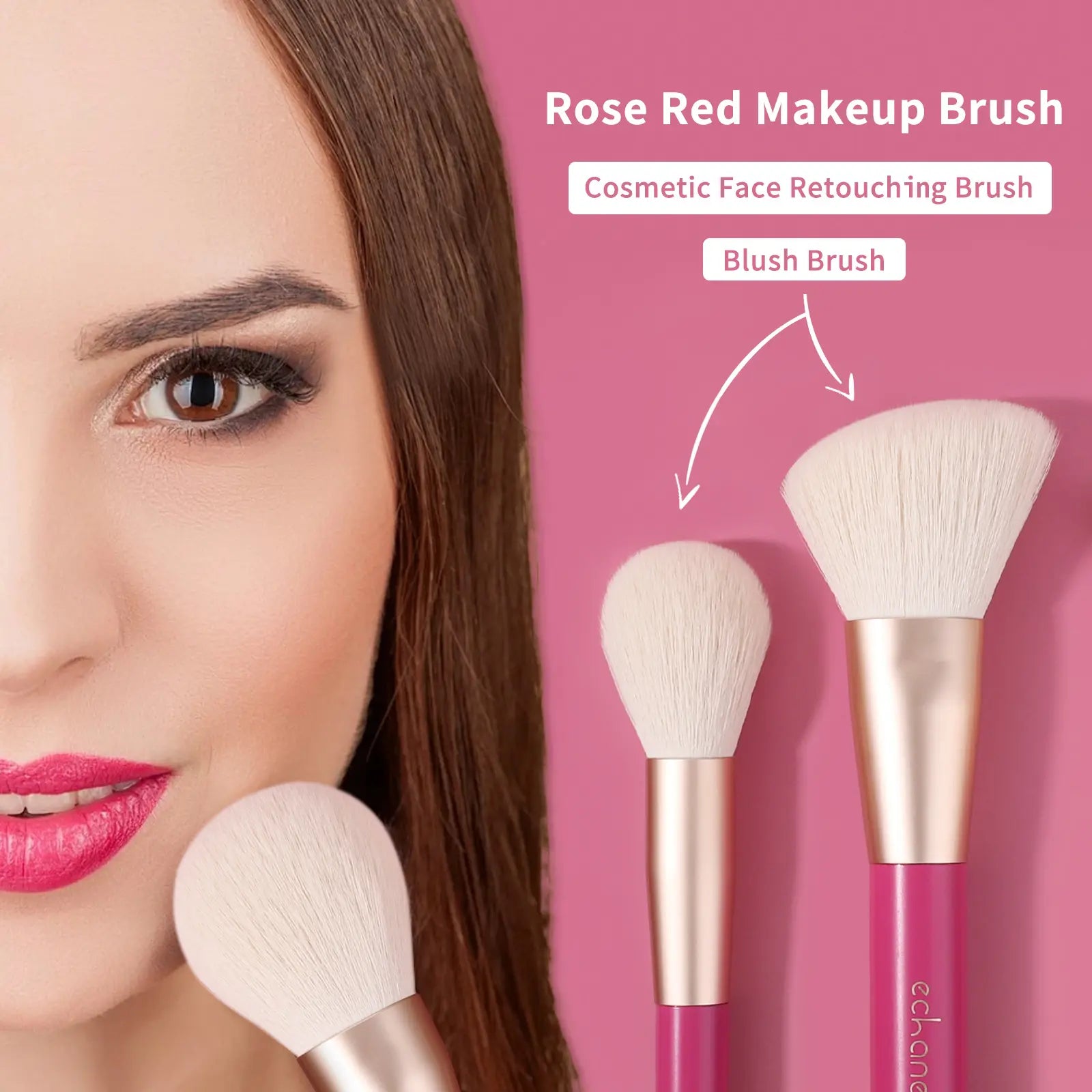Elevate Your Beauty Game with the ECHANEW 10-Piece Professional Makeup Brush Set in Chic Pink Plush Case - Perfect for Flawless Foundation, Eyeshadow, and More!