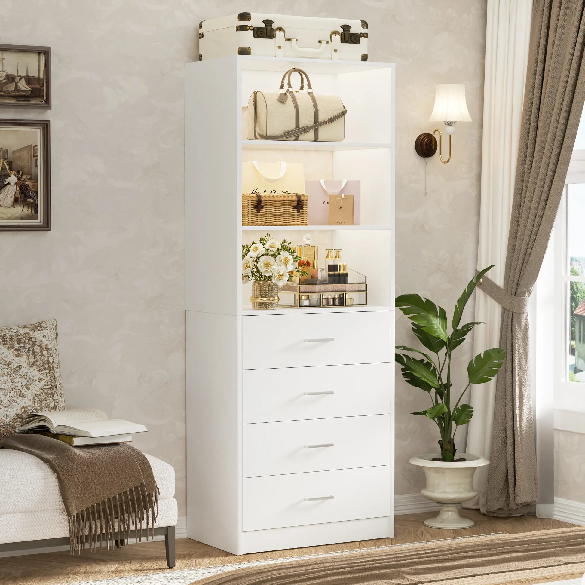 Maximize Your Space with the 21'' Freestanding Closet System - 4 Drawer Modular Organizer for Effortless Storage Solutions