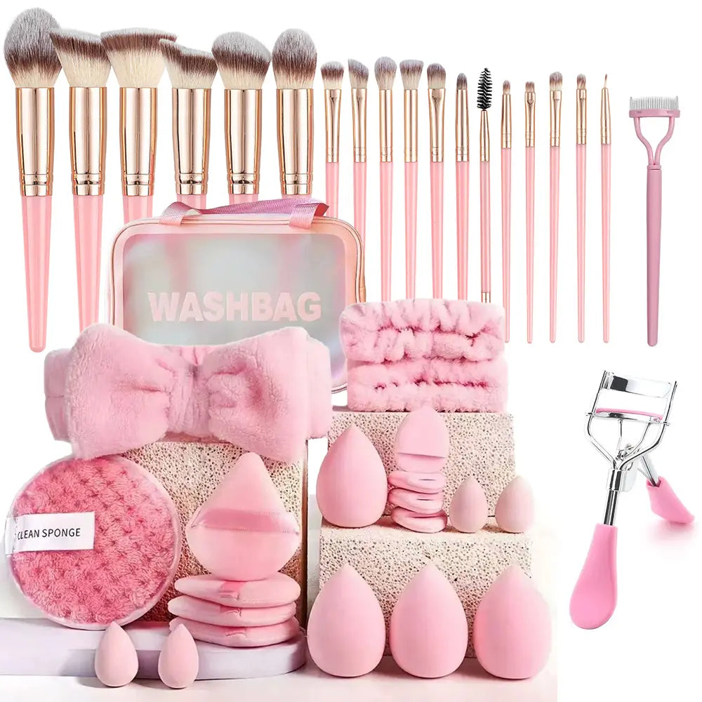 Unleash Your Beauty: 52-Piece Pink Professional Makeup Brush Set with Stylish Storage Case - Perfect for Flawless Foundation, Eye & Face Makeup!