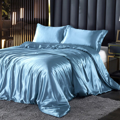 Solid Color Double-Sided Silk Quilt Cover Ice Silk Bed Sheet
