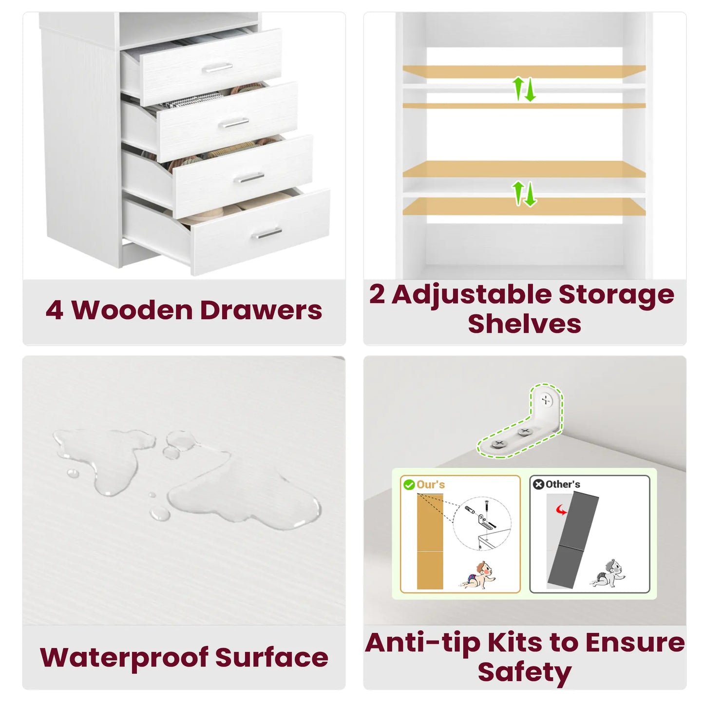 Maximize Your Space with the 21'' Freestanding Closet System - 4 Drawer Modular Organizer for Effortless Storage Solutions
