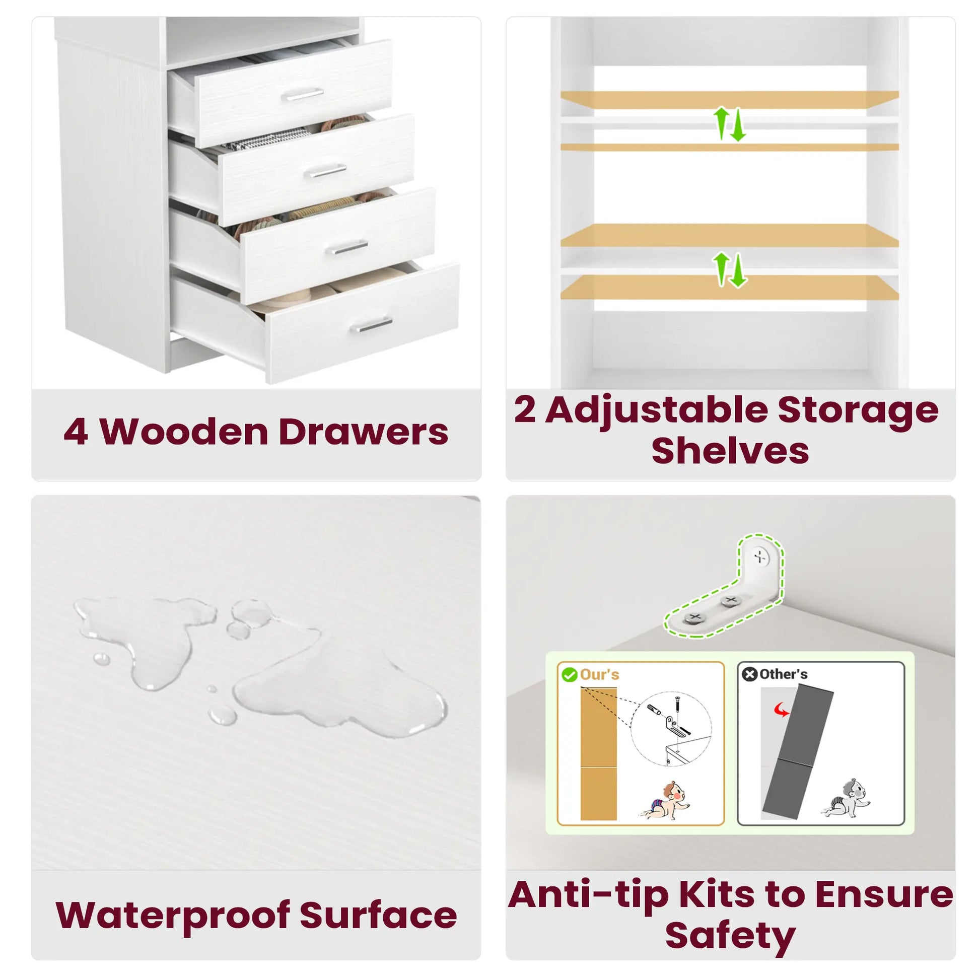 Maximize Your Space with the 21'' Freestanding Closet System - 4 Drawer Modular Organizer for Effortless Storage Solutions