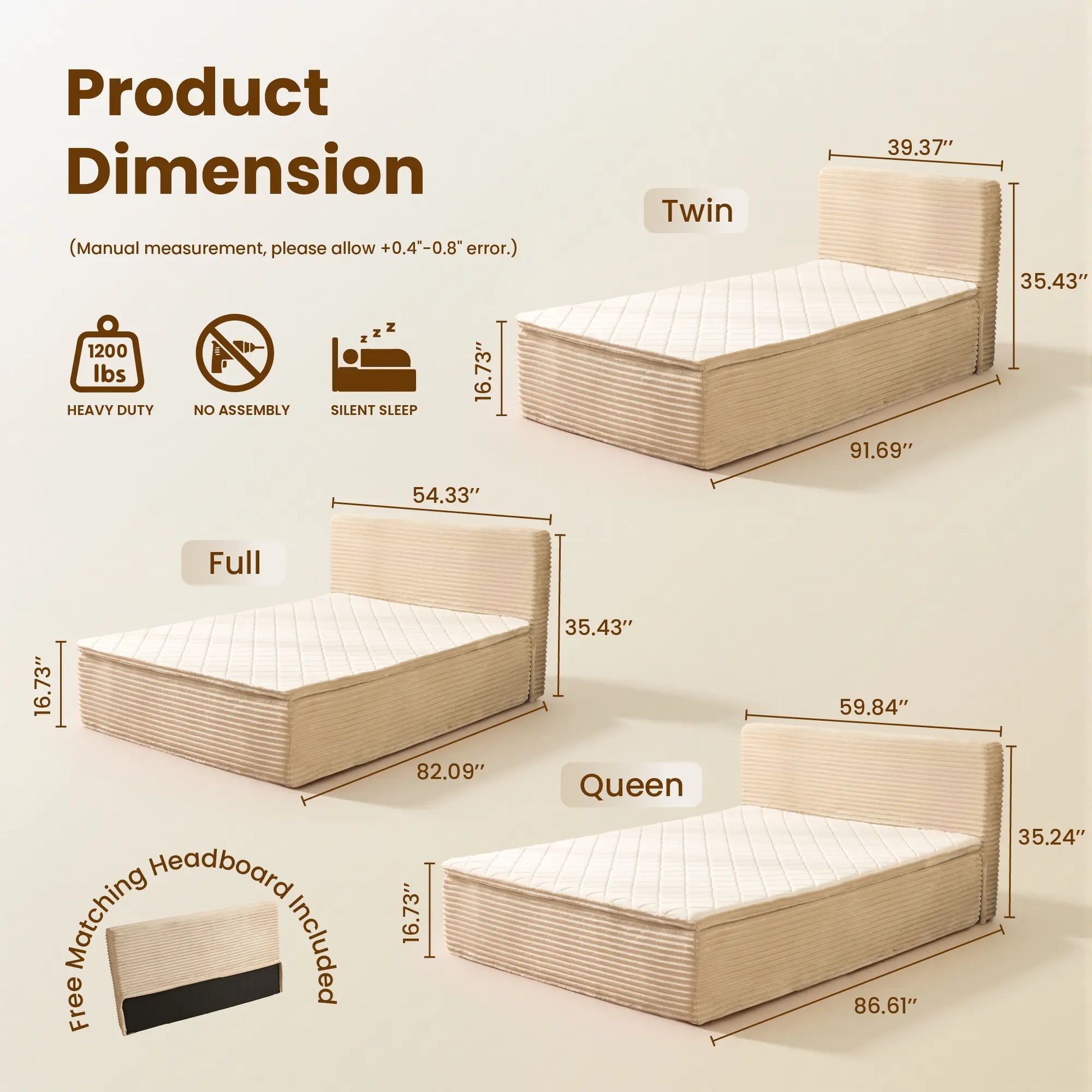 Transform Your Space with the Ovios 3-In-1 Sofa Bed Mattress - Effortless Comfort and Style with Removable Headboard, Integrated Frame, and Premium Memory Foam