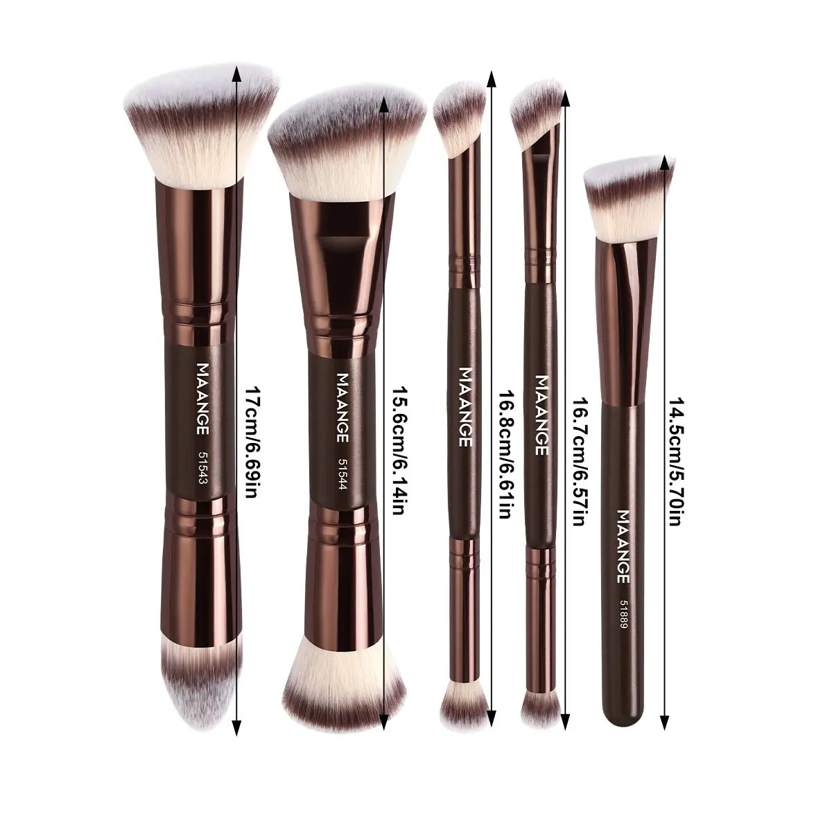 Elevate Your Makeup Game with the Maange 5-Piece Essential Brush Set – Perfect for Flawless Foundation, Concealer, Blush, and Contour Application!