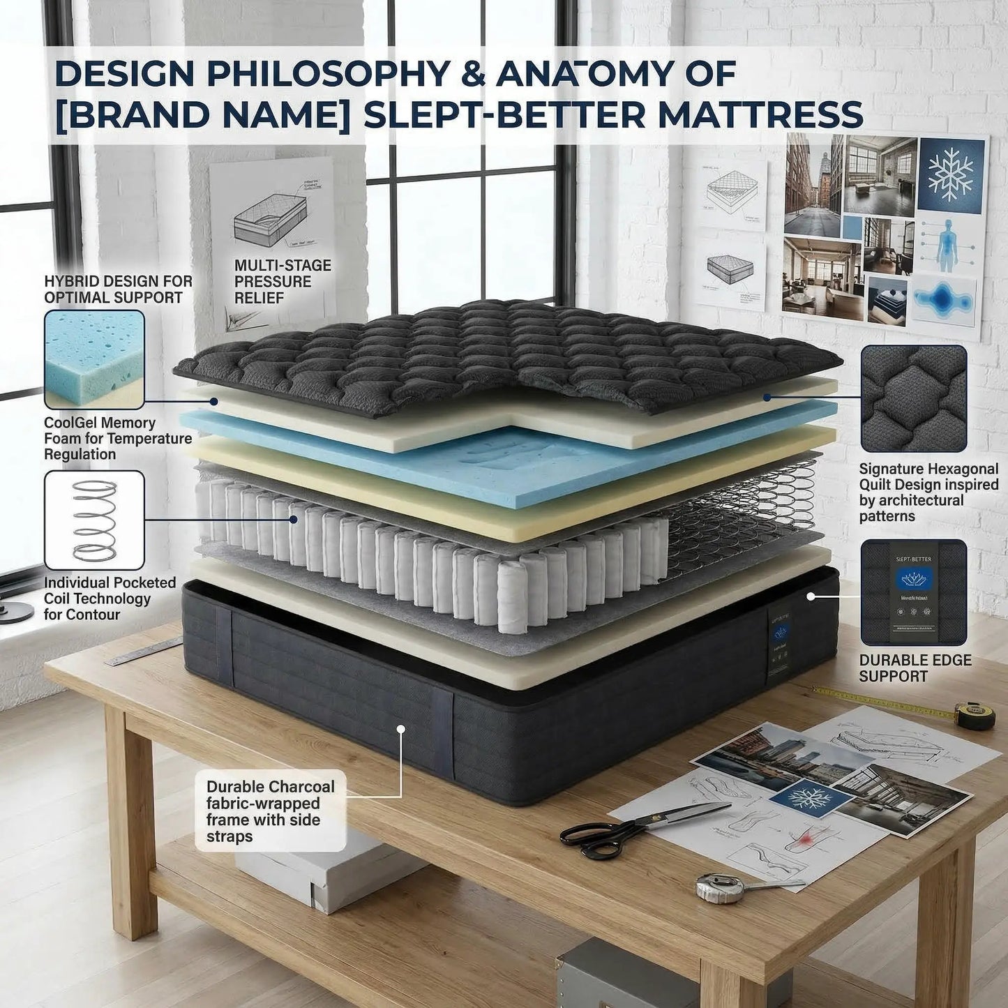 Experience Unmatched Comfort with Our Medium Firm Hybrid Spring & Memory Foam Mattress - Available in Twin, Full, Queen, and King Sizes!