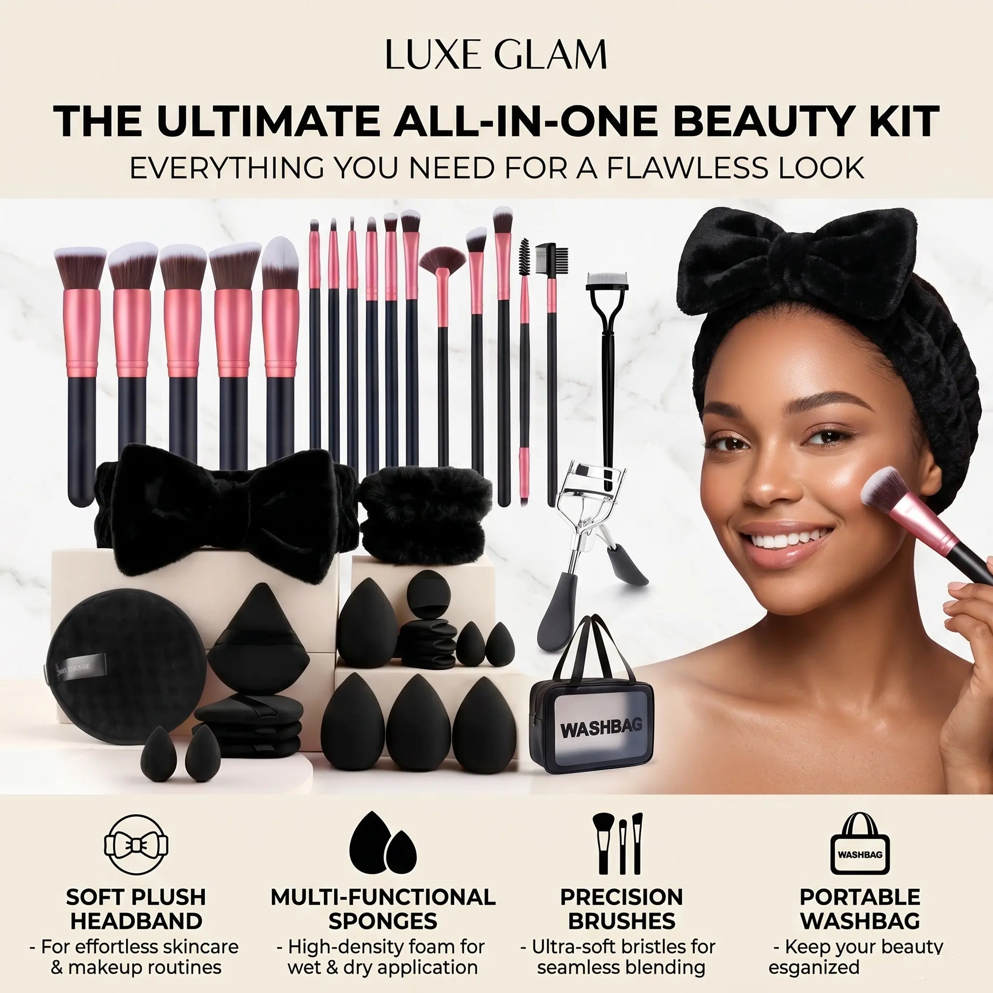 Unleash Your Beauty: 52-Piece Pink Professional Makeup Brush Set with Stylish Storage Case - Perfect for Flawless Foundation, Eye & Face Makeup!