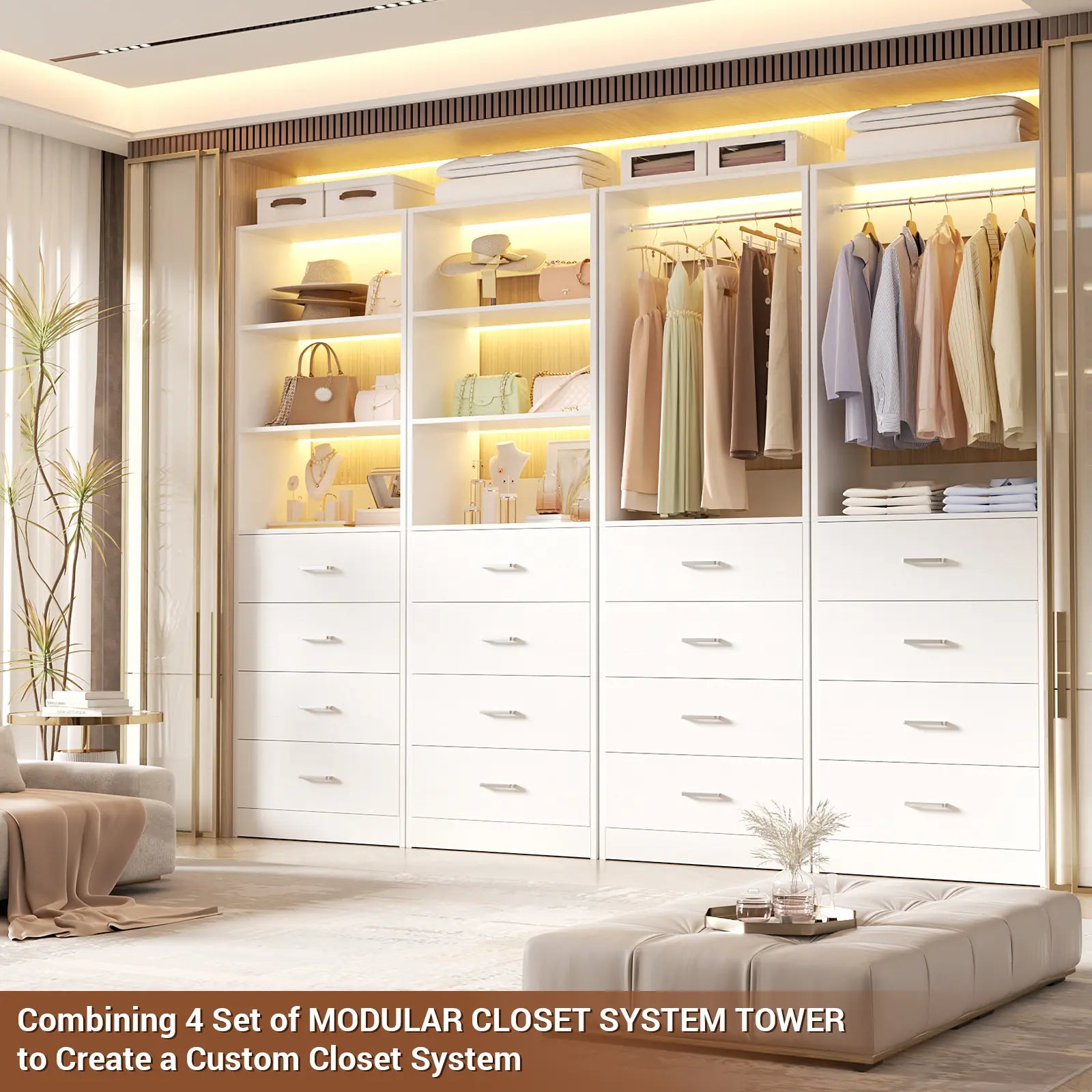 Maximize Your Space with the 21'' Freestanding Closet System - 4 Drawer Modular Organizer for Effortless Storage Solutions