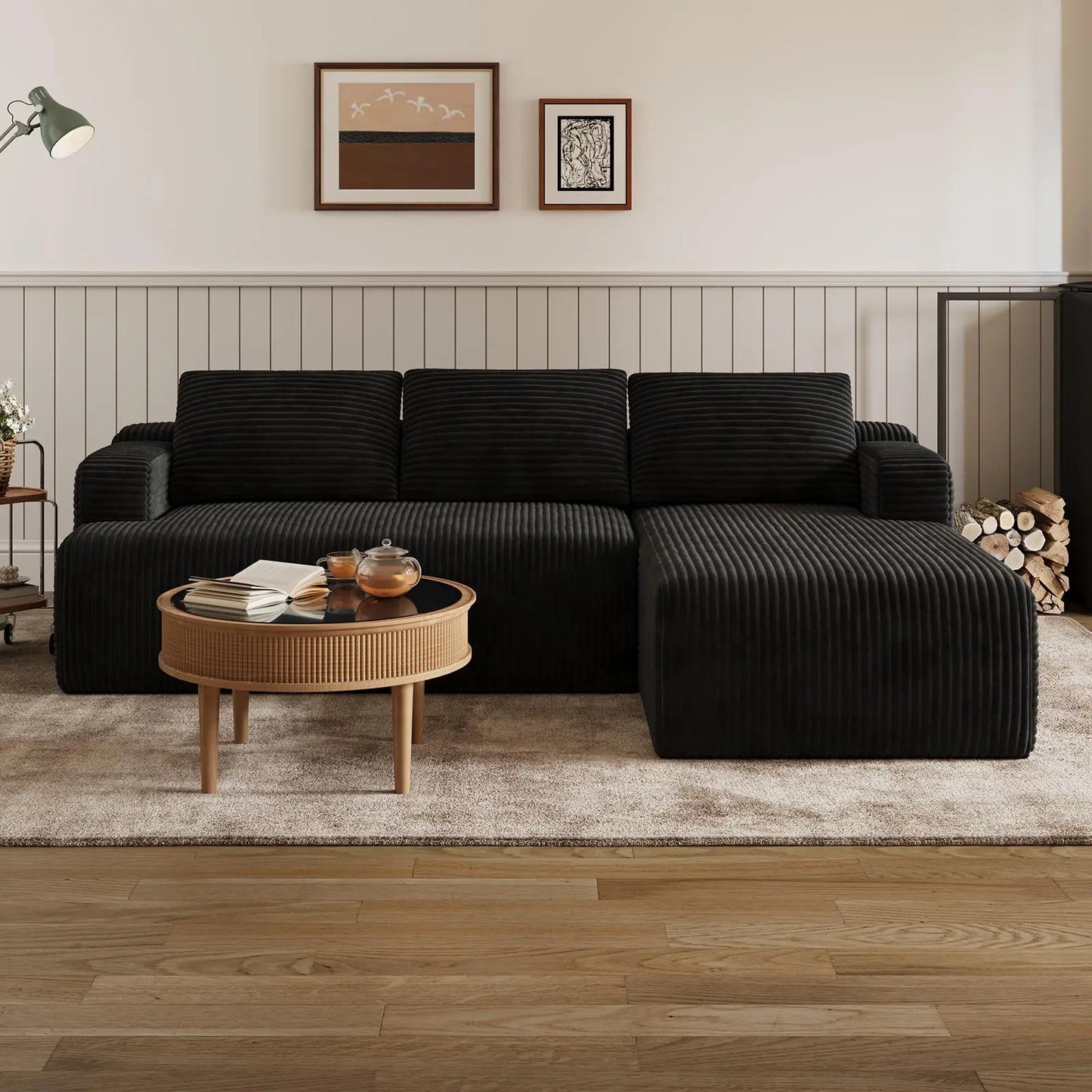 Transform Your Space with Our Luxurious L-Shape Plush Corduroy Velvet Sofa – Effortlessly Stylish, Comfortably Modern, and Ready to Enjoy!