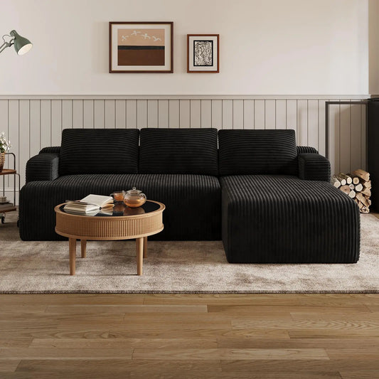 Transform Your Space with Our Luxurious L-Shape Plush Corduroy Velvet Sofa – Effortlessly Stylish, Comfortably Modern, and Ready to Enjoy!