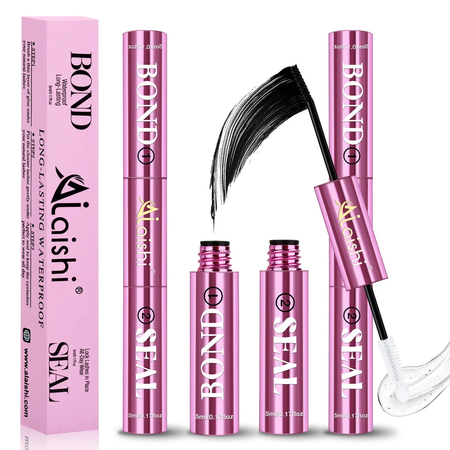 Ailaishi 2-in-1 Lash Bond & Seal: Waterproof Makeup Glue for Long-Lasting Cluster Lashes - Perfect for Beginners