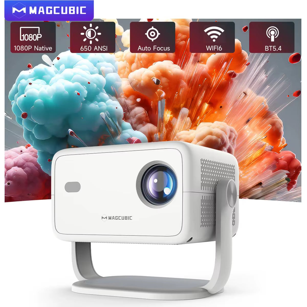 Portable Smart Projector 1080P HD | Android 14 | WiFi 6 | Bluetooth 5.4 | Home Theater Mini Projector