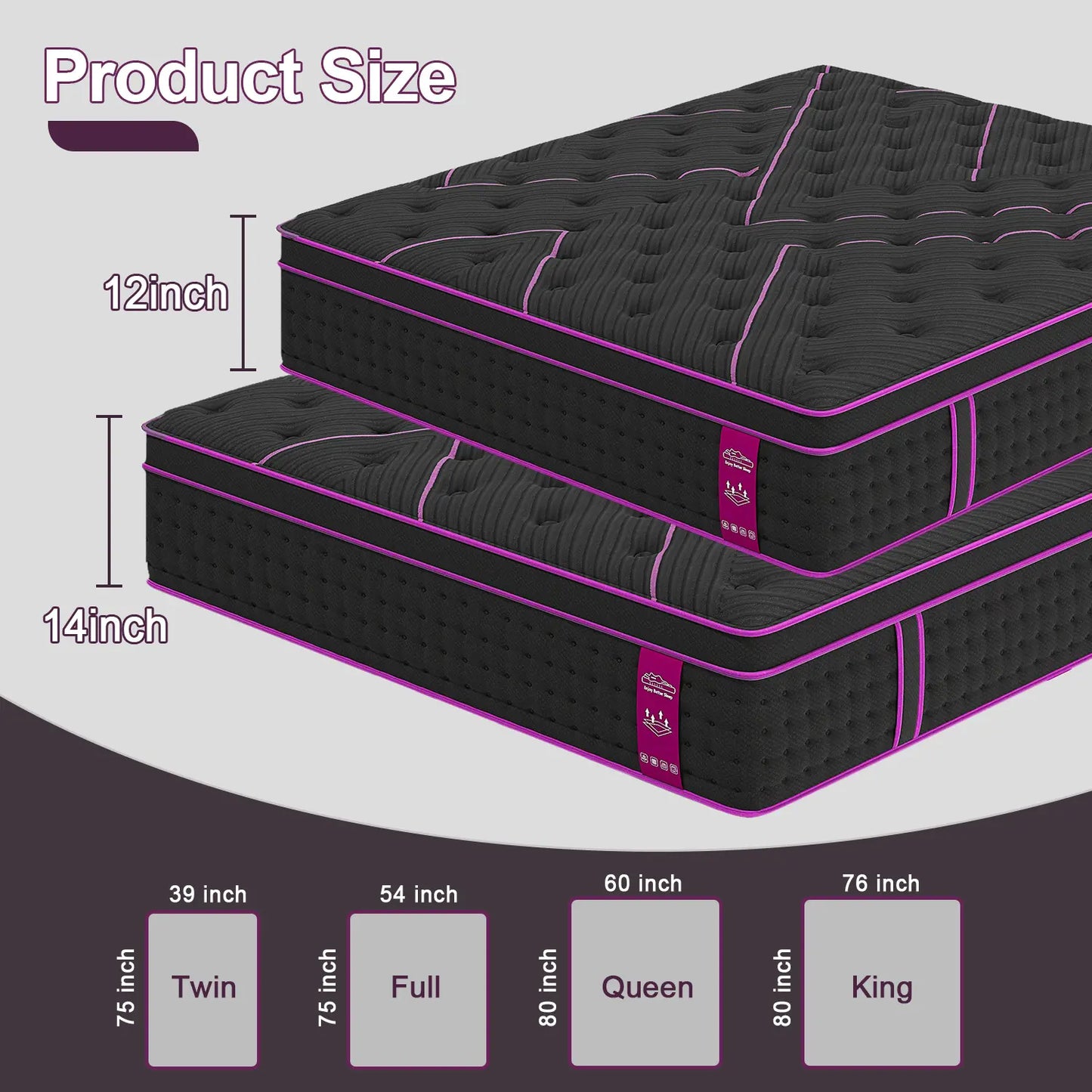 Luxurious 12"14" Twin Full Queen King Size Hybrid Mattress in a Box - Ergonomic Medium Firm Gel Memory Foam with Euro Top for Ultimate Comfort and Motion Isolation - 100 Night Trial Included
