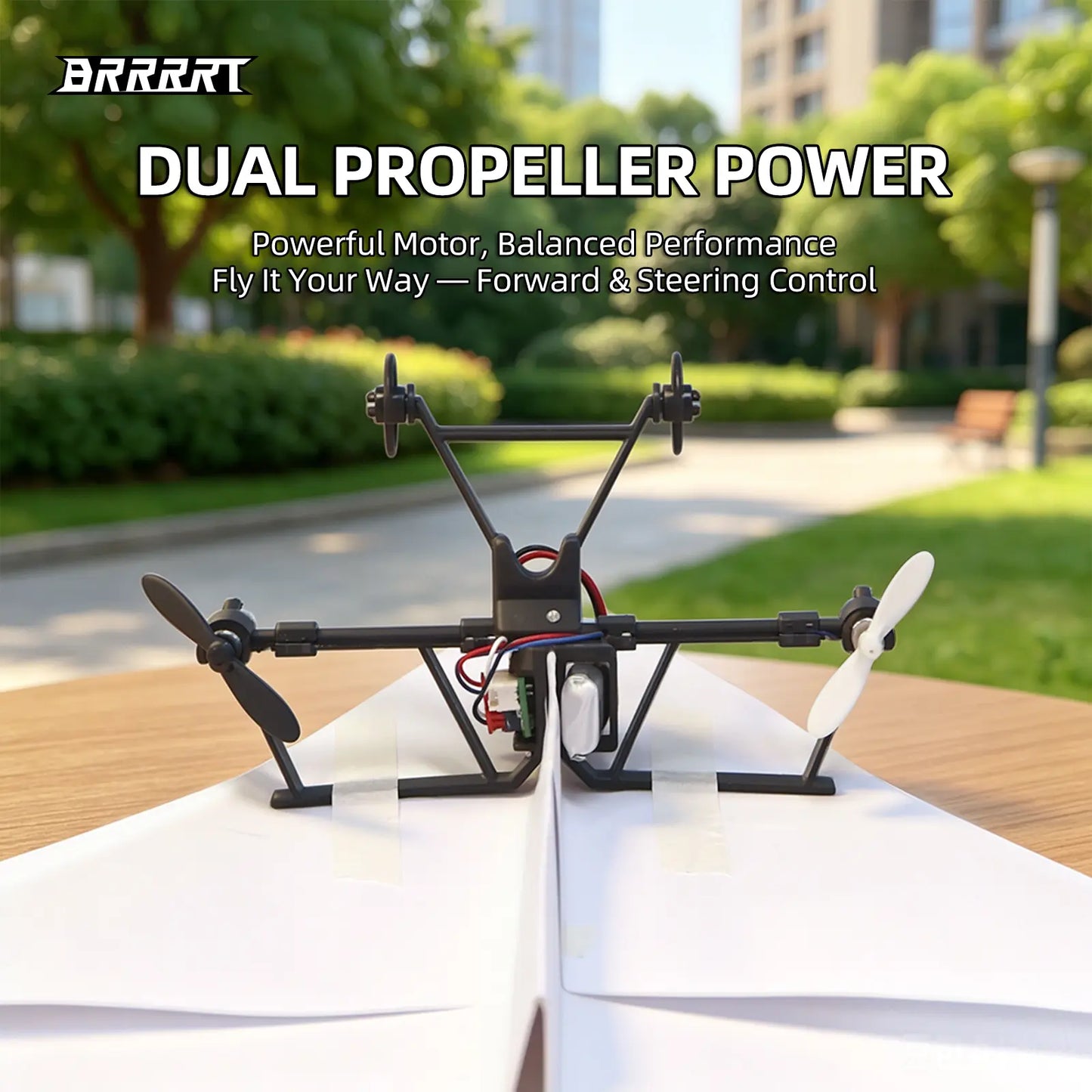 BRRRRT Power-Up RC Paper Airplane Kit with Gyro Stabilizer – DIY Electric Remote Control Plane with Dual Propellers, Lightweight Foldable Flying STEM Toy for Kids & Adults, Perfect Birthday Gift