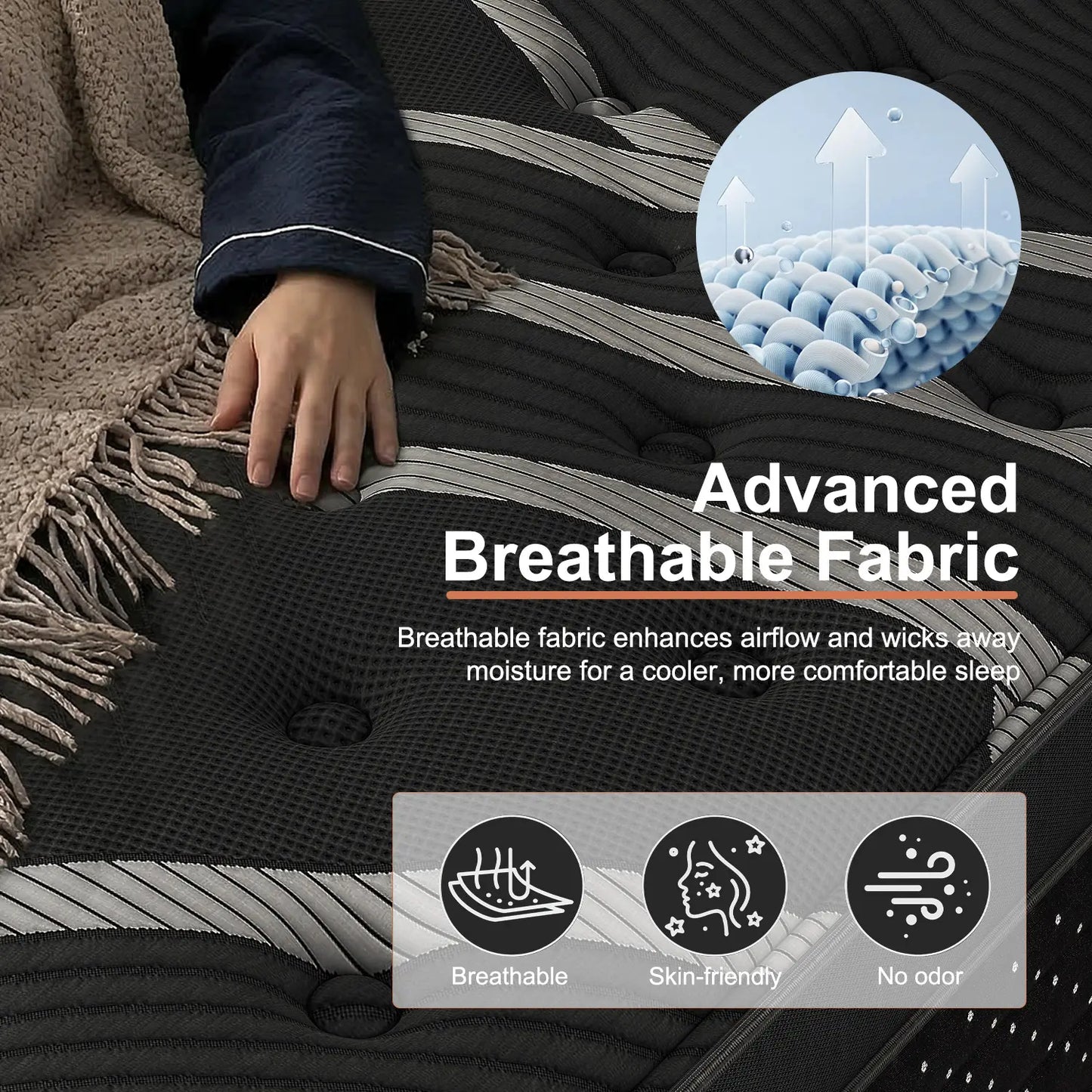 Experience Unmatched Comfort with Our 12/14 Inch Hybrid Mattress - Perfect for Twin, Full, Queen, or King Beds, Featuring Memory Foam and Pocket Springs for Medium Firm Support and Lumbar Care