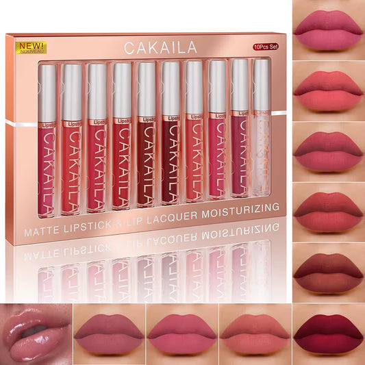 10PCS Nude Matte Lipstick Set | Waterproof Velvet Lip Tint