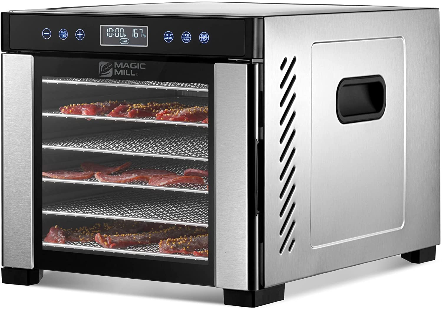 Transform Your Kitchen with the Pro Food Dehydrator Machine - 7 XL Stainless Steel Trays for Perfectly Dried Jerky, Dog Treats, Herbs, Meat, and Fruits | Advanced Digital Control with Keep Warm Function