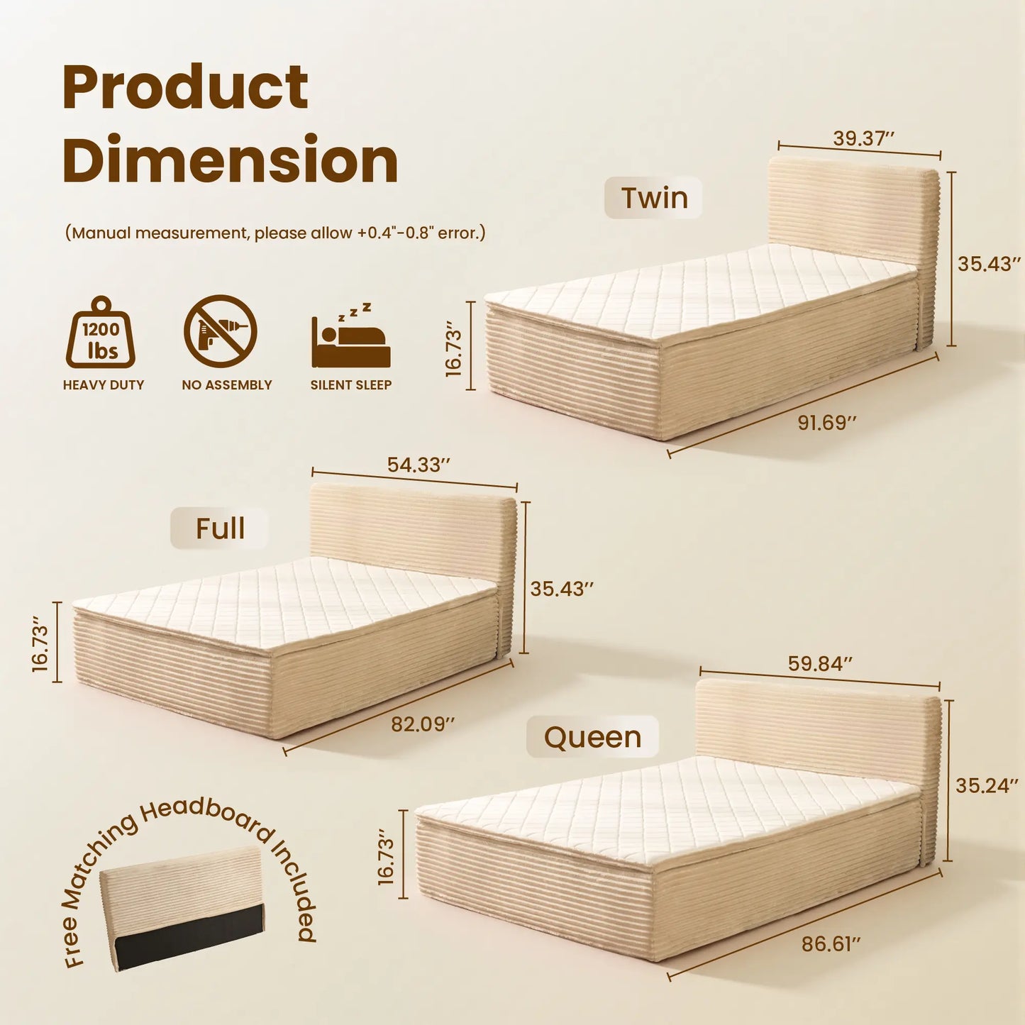 Transform Your Space with the Ovios 3-In-1 Sofa Bed Mattress - Effortless Comfort and Style with Removable Headboard, Integrated Frame, and Premium Memory Foam