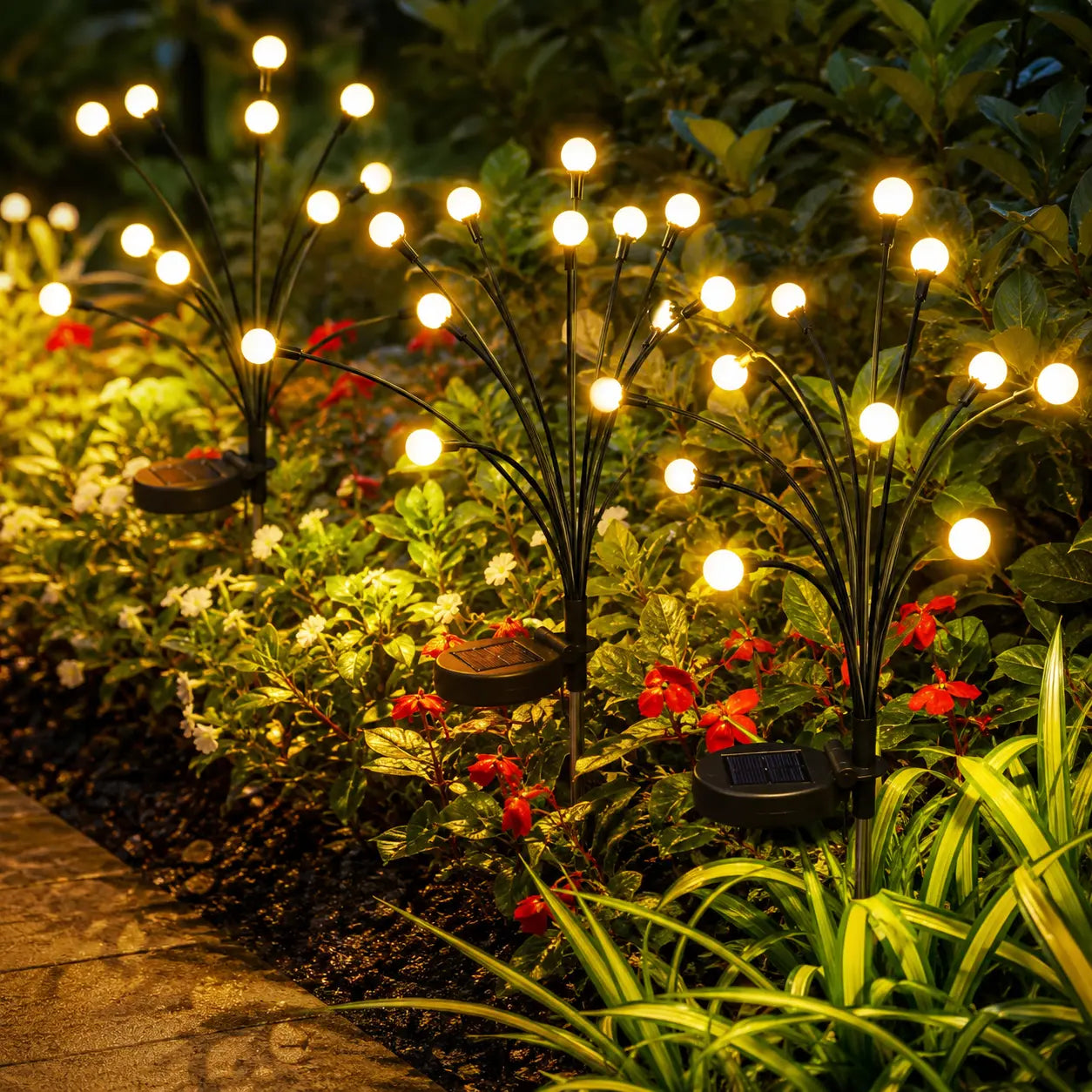 Solar Firefly Lights Outdoor - 4/8 Pack Waterproof Garden Stake Lights with Auto Dusk to Dawn Sensor, 32/64 LED Bulbs for Yard, Patio, Pathway, Walkway & Landscape Decor