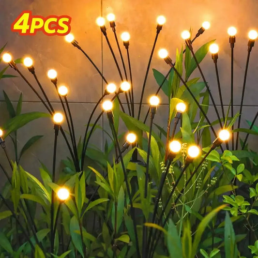 Solar Firefly Lights Outdoor - 4/8 Pack Waterproof Garden Stake Lights with Auto Dusk to Dawn Sensor, 32/64 LED Bulbs for Yard, Patio, Pathway, Walkway & Landscape Decor