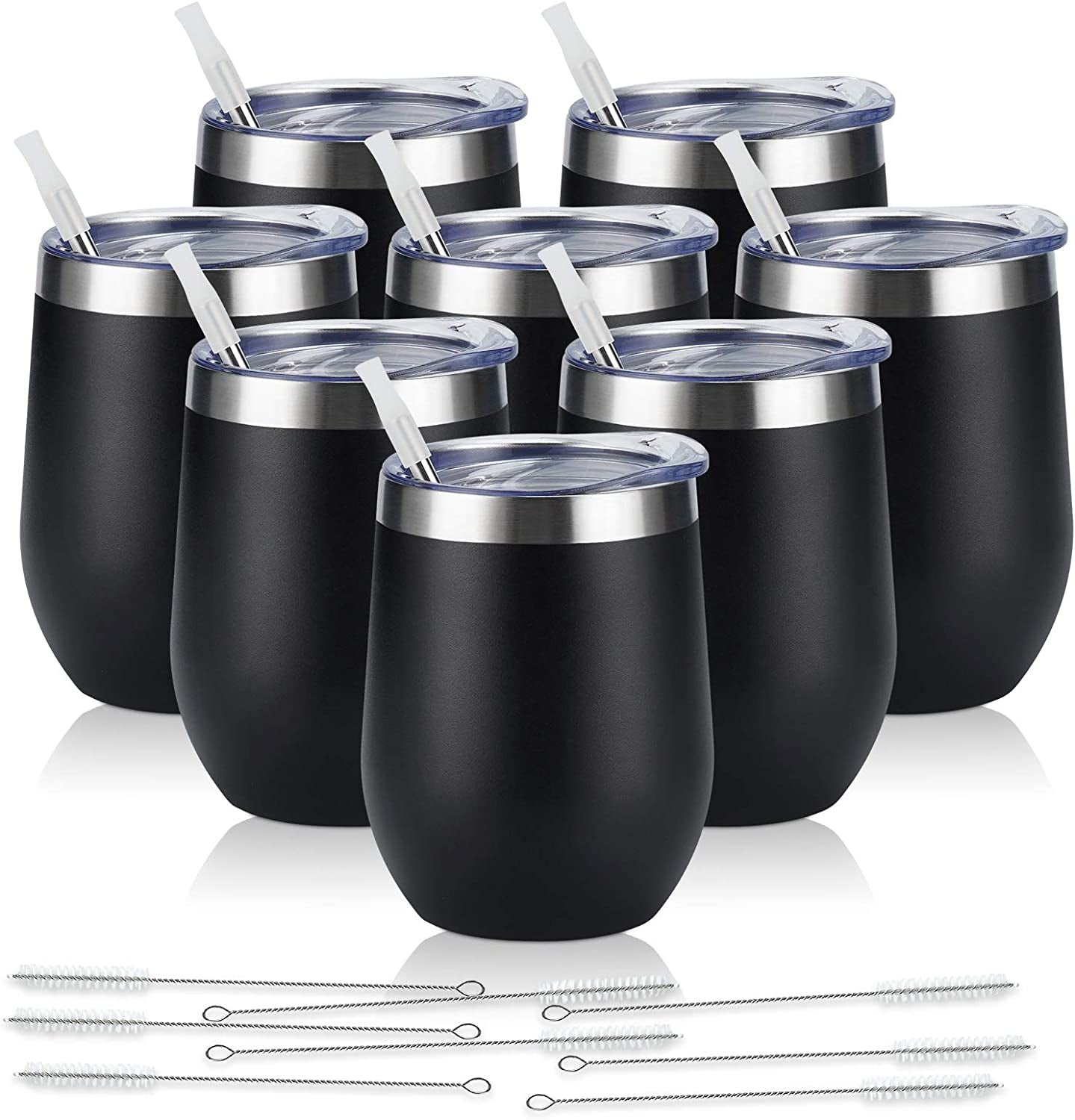 Elevate Your Sipping Experience with the 8-Pack 12Oz Insulated Stainless Steel Wine Tumblers - Perfect for Every Occasion!