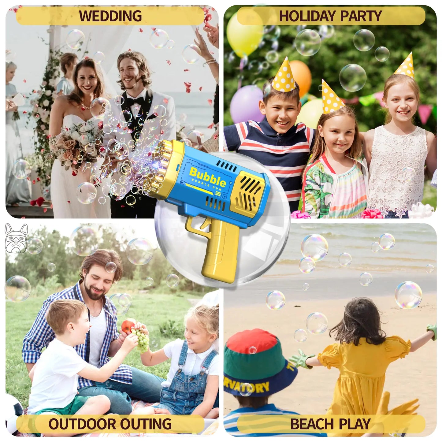 Exciting Summervibes Bubble Machine Blower - Perfect for Kids & Toddlers! Colorful Bubble Toys for Outdoor Birthday Parties and Fun!