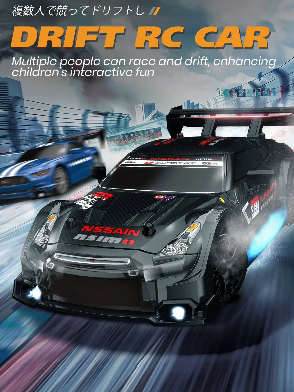 High-Speed 1:24 Scale RC Drift Car - 4WD Racing Fun for Adults & Teens with Dual Battery Power and Stunning Lights