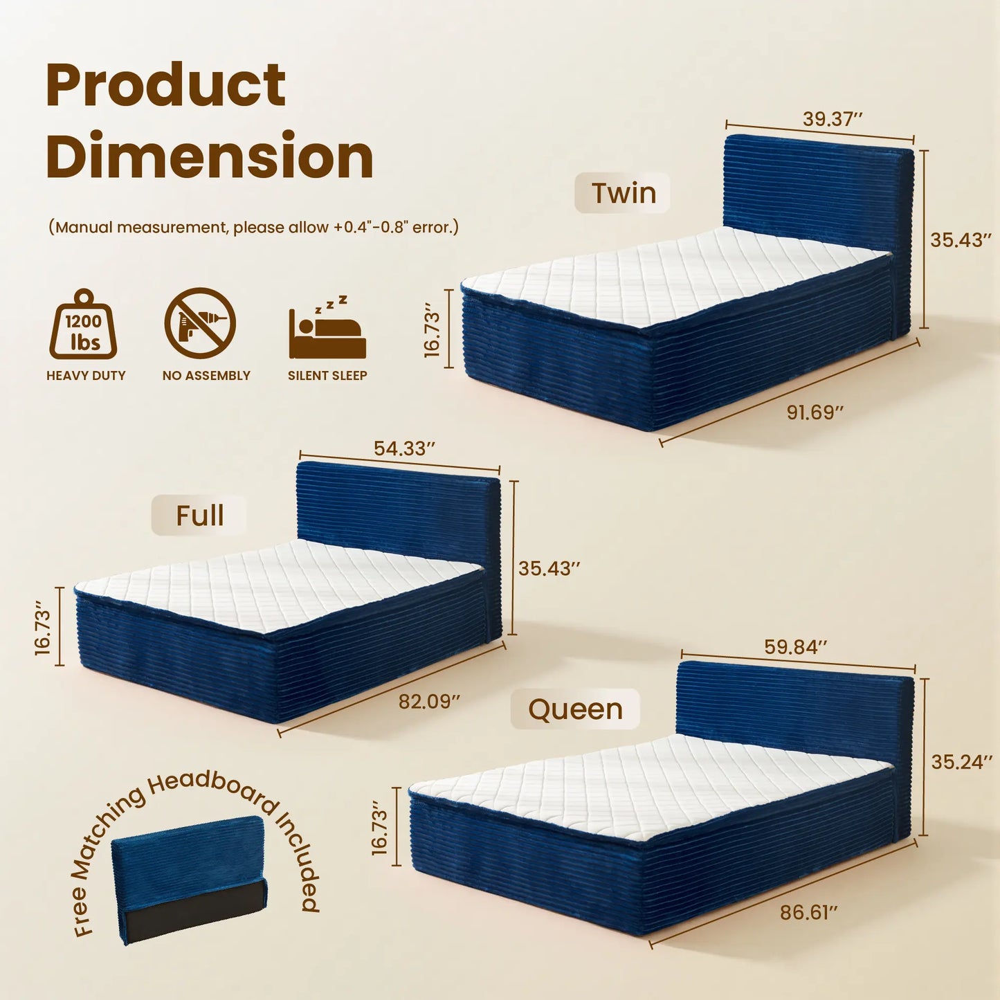 Transform Your Space with the Ovios 3-In-1 Sofa Bed Mattress - Effortless Comfort and Style with Removable Headboard, Integrated Frame, and Premium Memory Foam