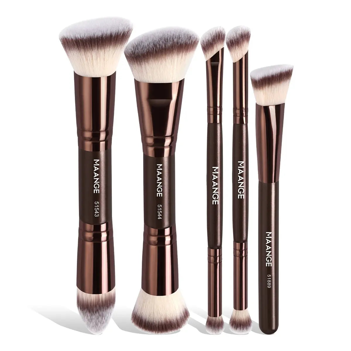 Elevate Your Makeup Game with the Maange 5-Piece Essential Brush Set – Perfect for Flawless Foundation, Concealer, Blush, and Contour Application!