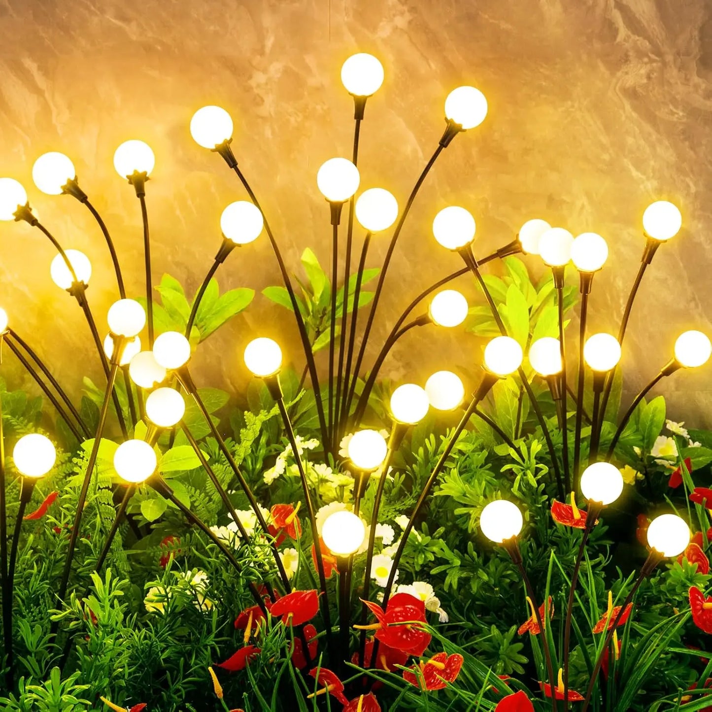 Solar Firefly Lights Outdoor - 4/8 Pack Waterproof Garden Stake Lights with Auto Dusk to Dawn Sensor, 32/64 LED Bulbs for Yard, Patio, Pathway, Walkway & Landscape Decor