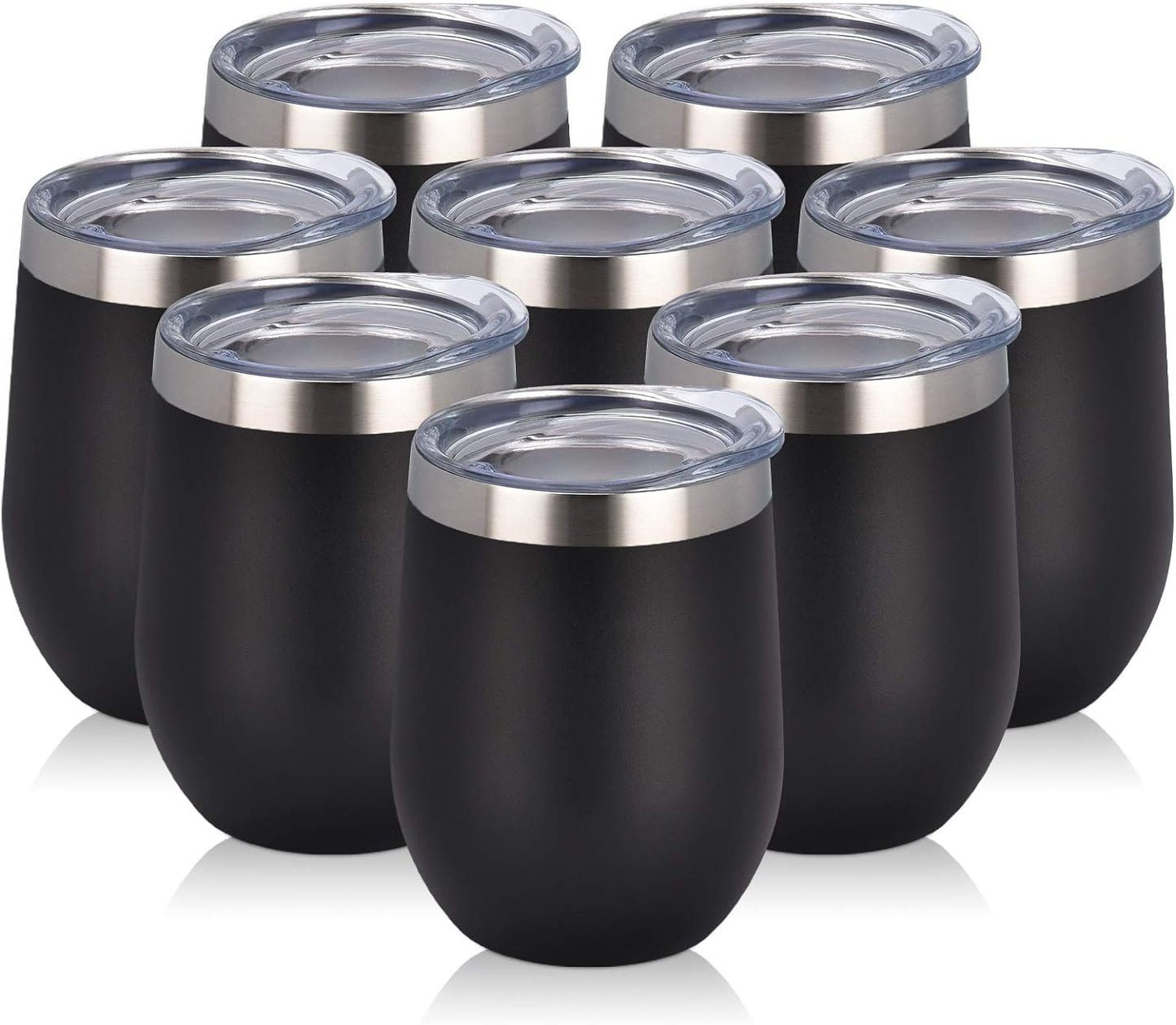 Elevate Your Sipping Experience with the 8-Pack 12Oz Insulated Stainless Steel Wine Tumblers - Perfect for Every Occasion!