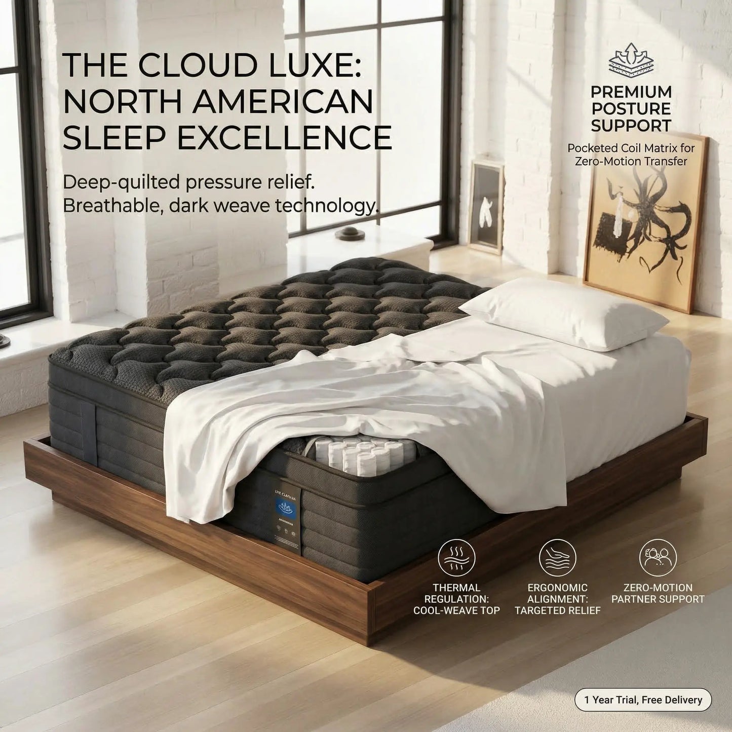 Experience Unmatched Comfort with Our Medium Firm Hybrid Spring & Memory Foam Mattress - Available in Twin, Full, Queen, and King Sizes!