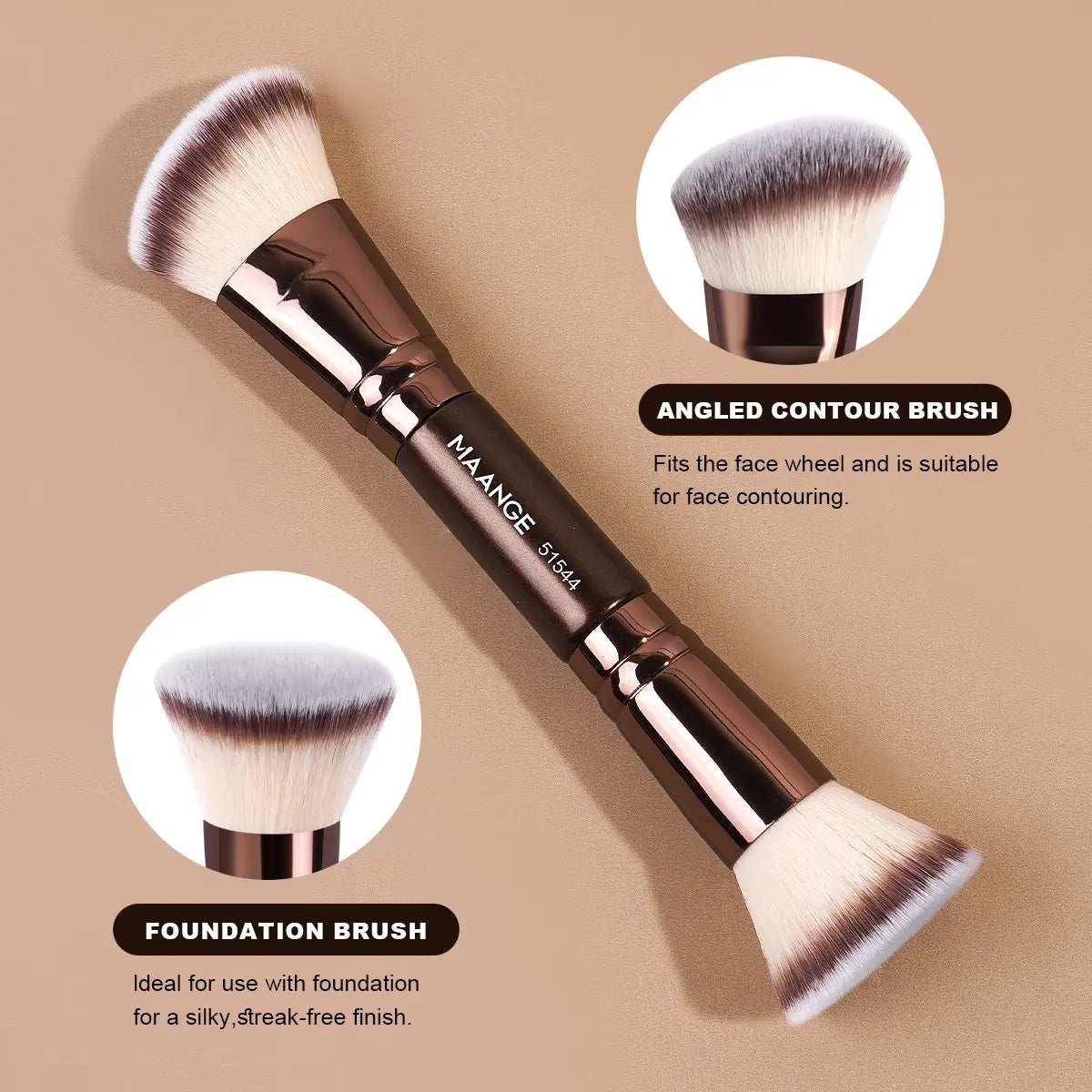 Elevate Your Makeup Game with the Maange 5-Piece Essential Brush Set – Perfect for Flawless Foundation, Concealer, Blush, and Contour Application!