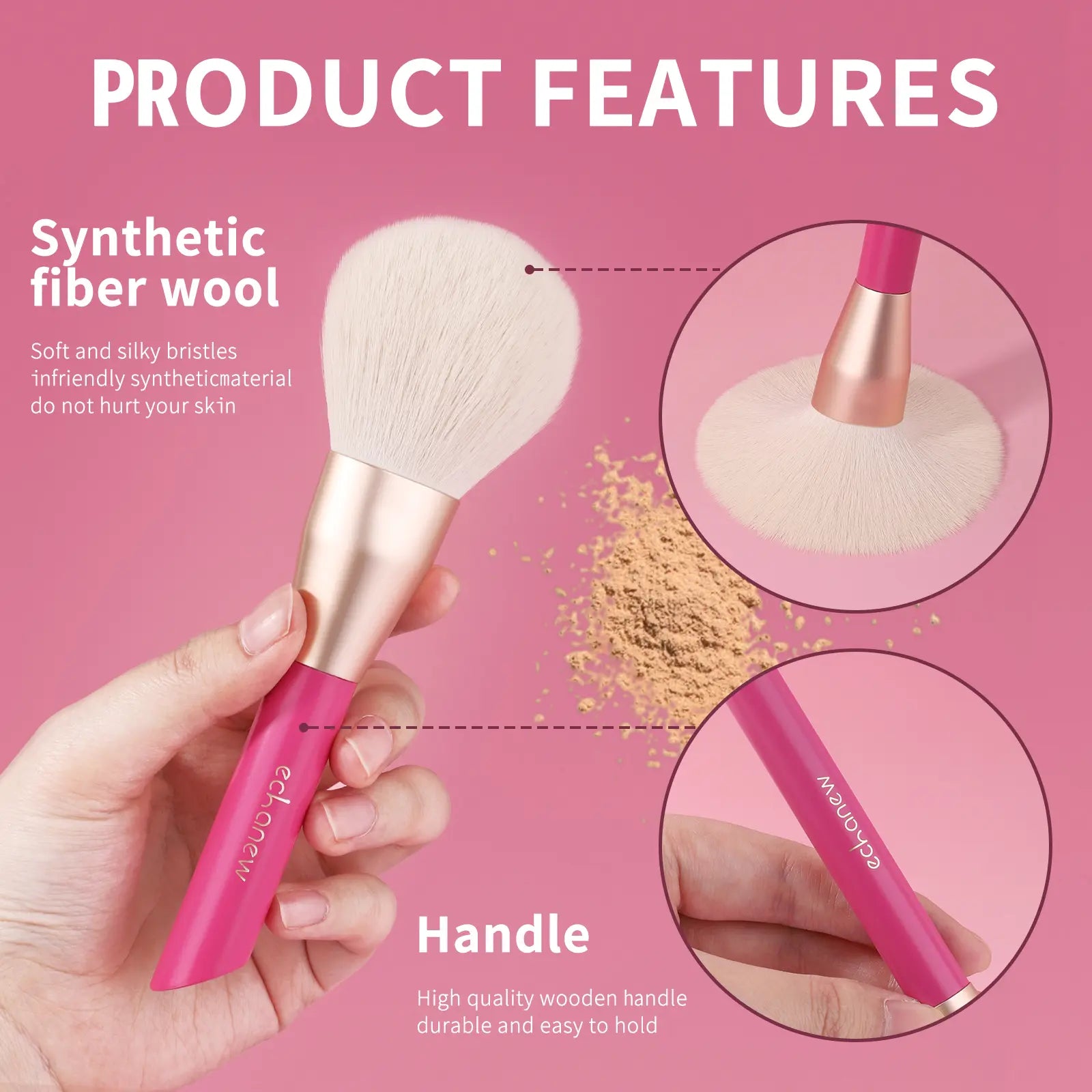 Elevate Your Beauty Game with the ECHANEW 10-Piece Professional Makeup Brush Set in Chic Pink Plush Case - Perfect for Flawless Foundation, Eyeshadow, and More!