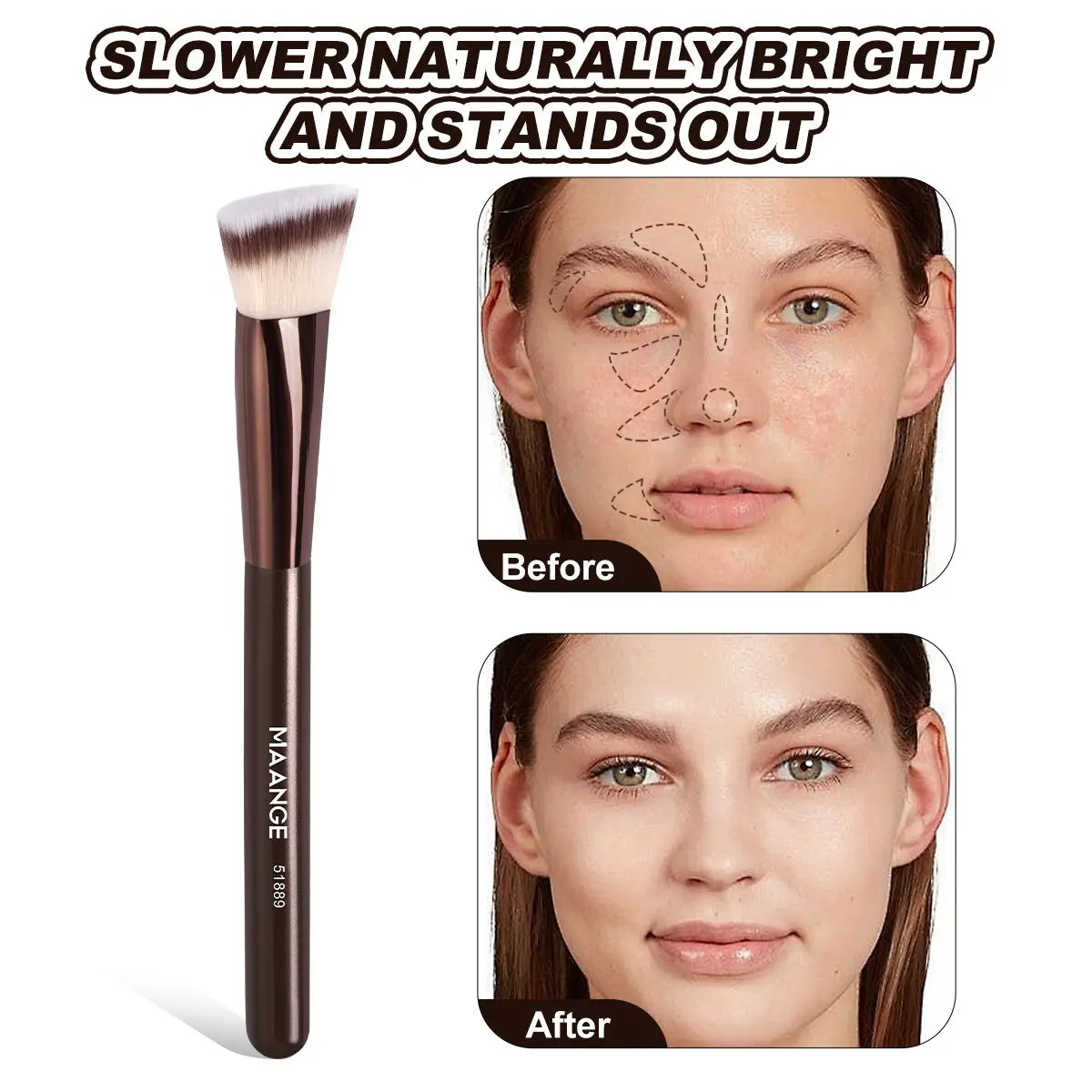 Elevate Your Makeup Game with the Maange 5-Piece Essential Brush Set – Perfect for Flawless Foundation, Concealer, Blush, and Contour Application!