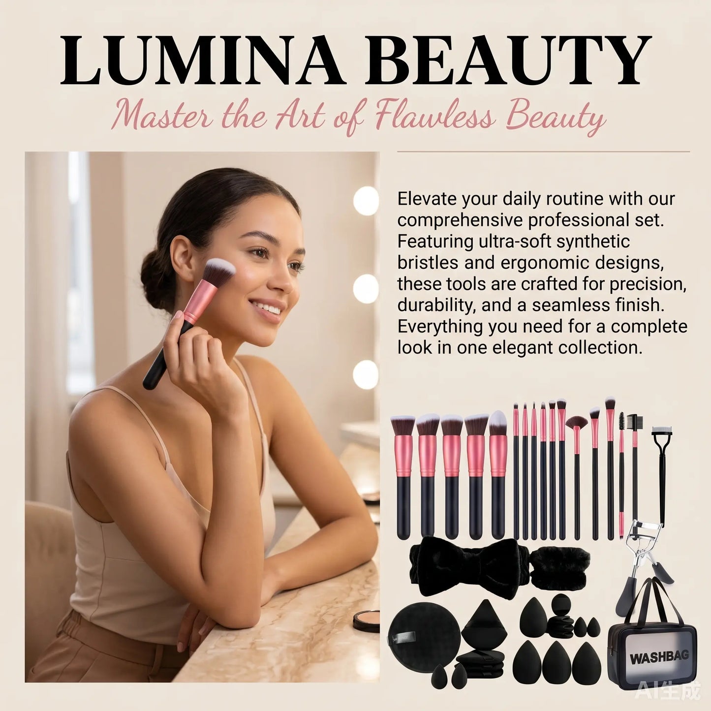 Unleash Your Beauty: 52-Piece Pink Professional Makeup Brush Set with Stylish Storage Case - Perfect for Flawless Foundation, Eye & Face Makeup!
