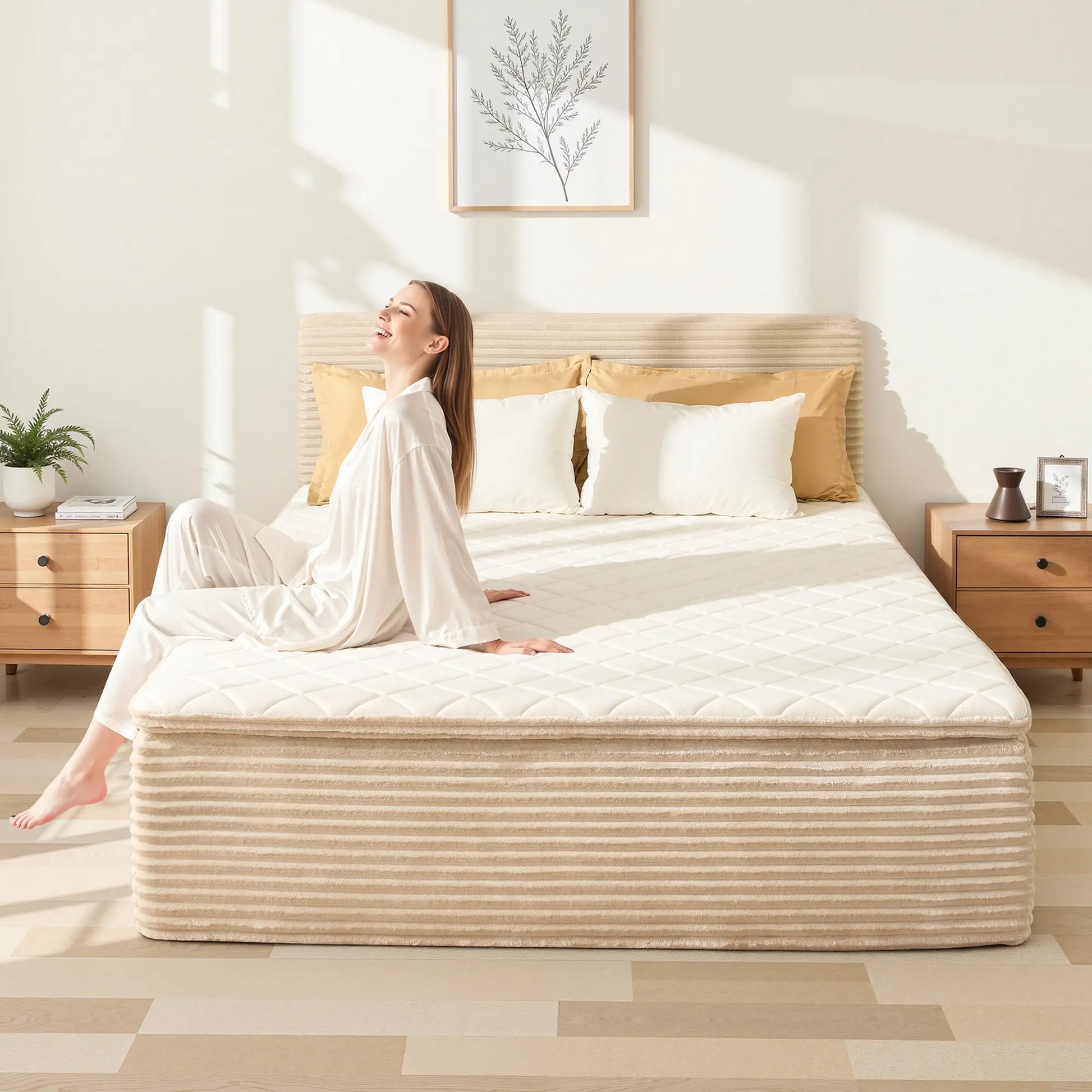 Transform Your Space with the Ovios 3-In-1 Sofa Bed Mattress - Effortless Comfort and Style with Removable Headboard, Integrated Frame, and Premium Memory Foam