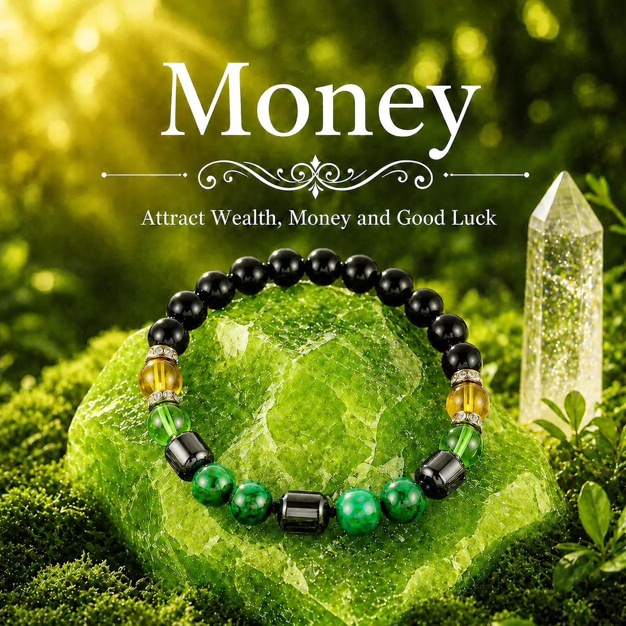 Wealth Magnet! Lucky Bracelet | Diamond-Accented Green Tiger'S Eye Beaded Bracelet | Wealth & Blessing Attractor —Money Bracelet- Luck-Turning Obsidian Bangle — Bracelet Jewelry-Attracting Wealth and Abundance: the Perfect Good Luck Gift for 2026!