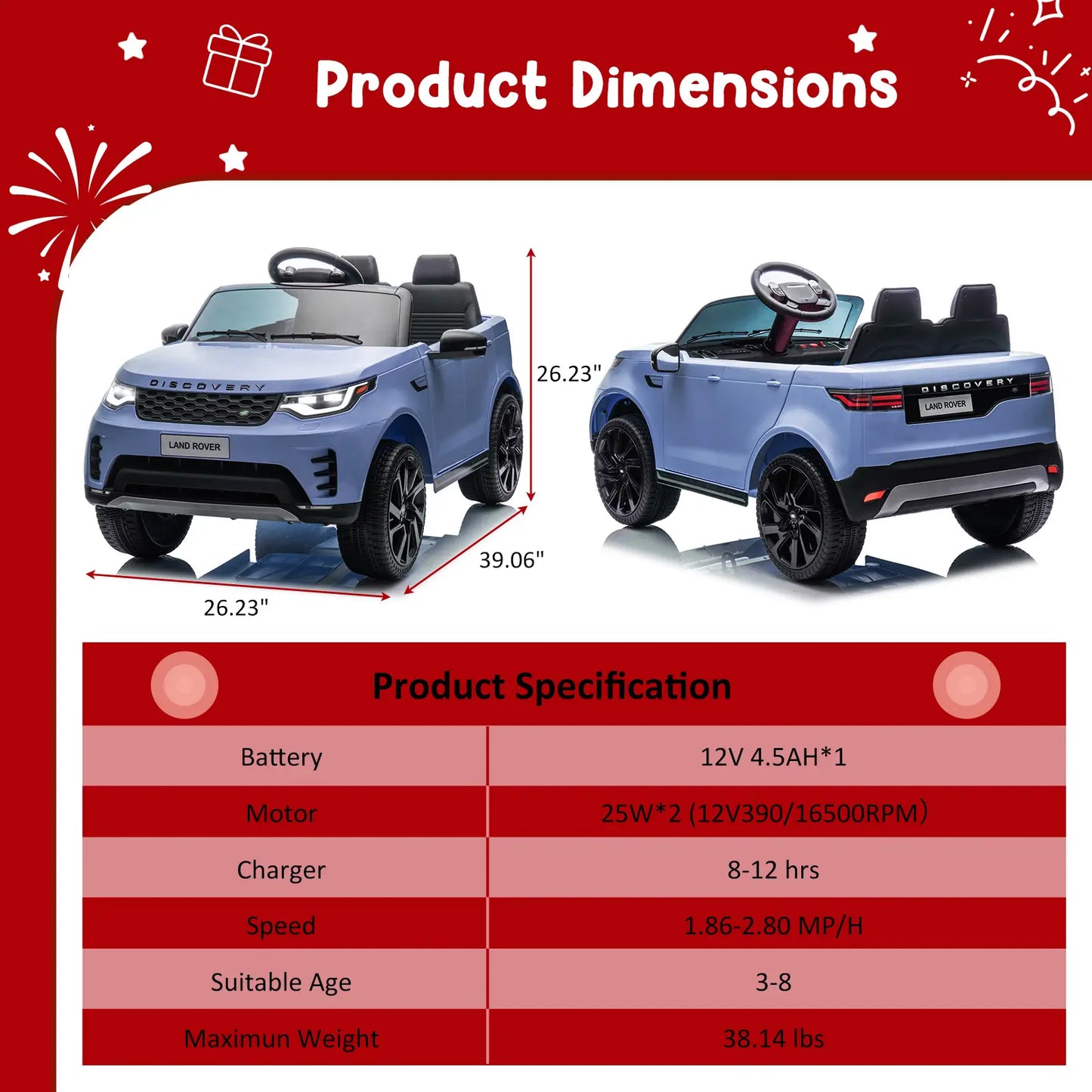 Exciting 12V Twin Seat Electric Ride-On Toy Car with Remote Control, LED Lights, MP3 Player & 3 Speed Settings – Safe and Fun for Toddlers Aged 3-8!