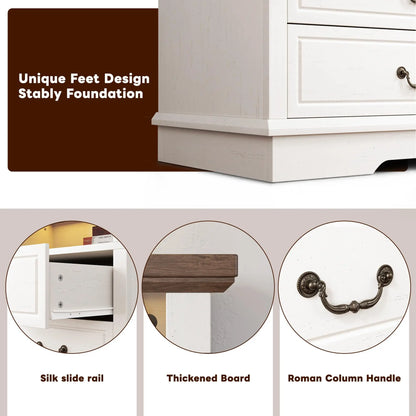 Raybeefurniture 47.2“/”55.2''Wide Dresser for Bedroom, Wood Dresser with LED & Power Outlet, Vintage 6/10 Drawer & Chests of Drawers, TV Stand, Closet,Hallway