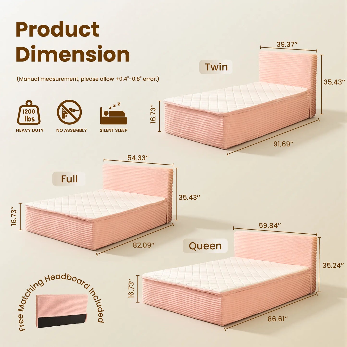 Transform Your Space with the Ovios 3-In-1 Sofa Bed Mattress - Effortless Comfort and Style with Removable Headboard, Integrated Frame, and Premium Memory Foam