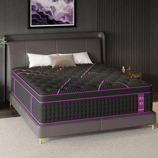 Luxurious 12"14" Twin Full Queen King Size Hybrid Mattress in a Box - Ergonomic Medium Firm Gel Memory Foam with Euro Top for Ultimate Comfort and Motion Isolation - 100 Night Trial Included